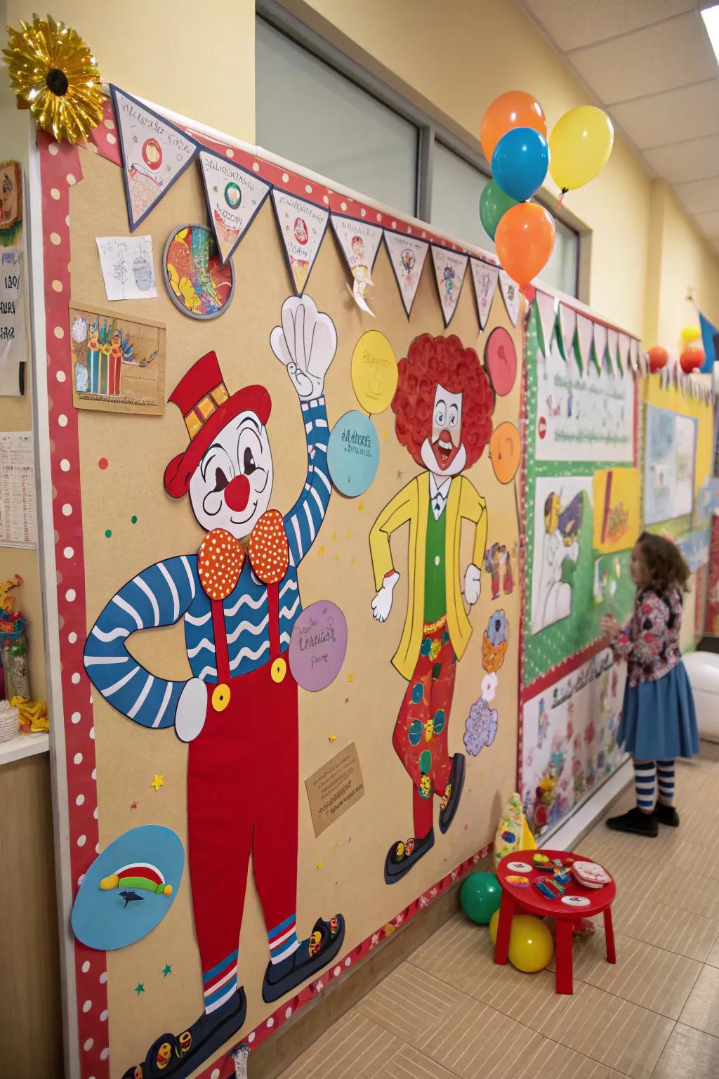 Funny figures and actors inject a hint of humor and charm into the celebration theme.