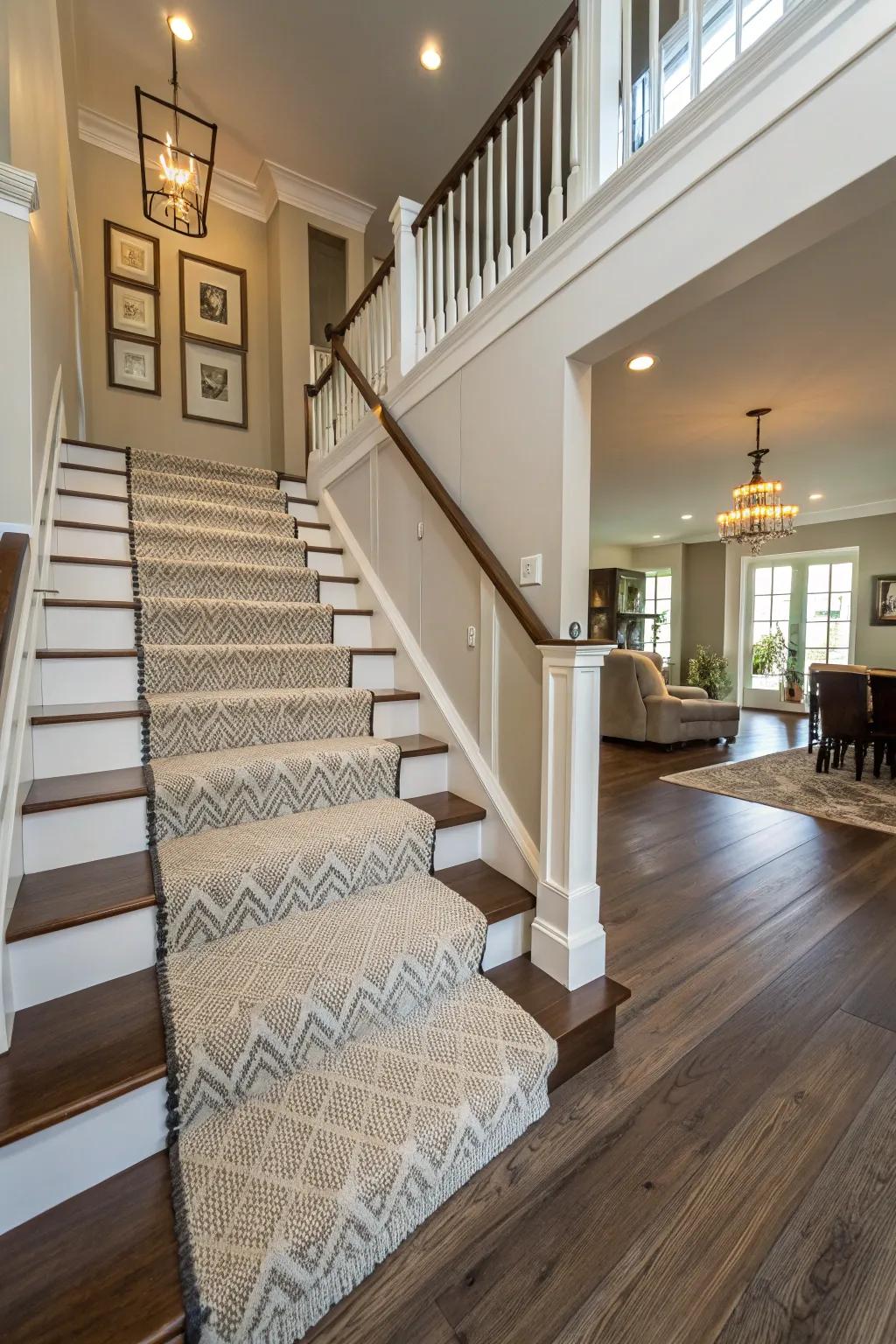 Combine flooring designs to achieve a unique appearance.