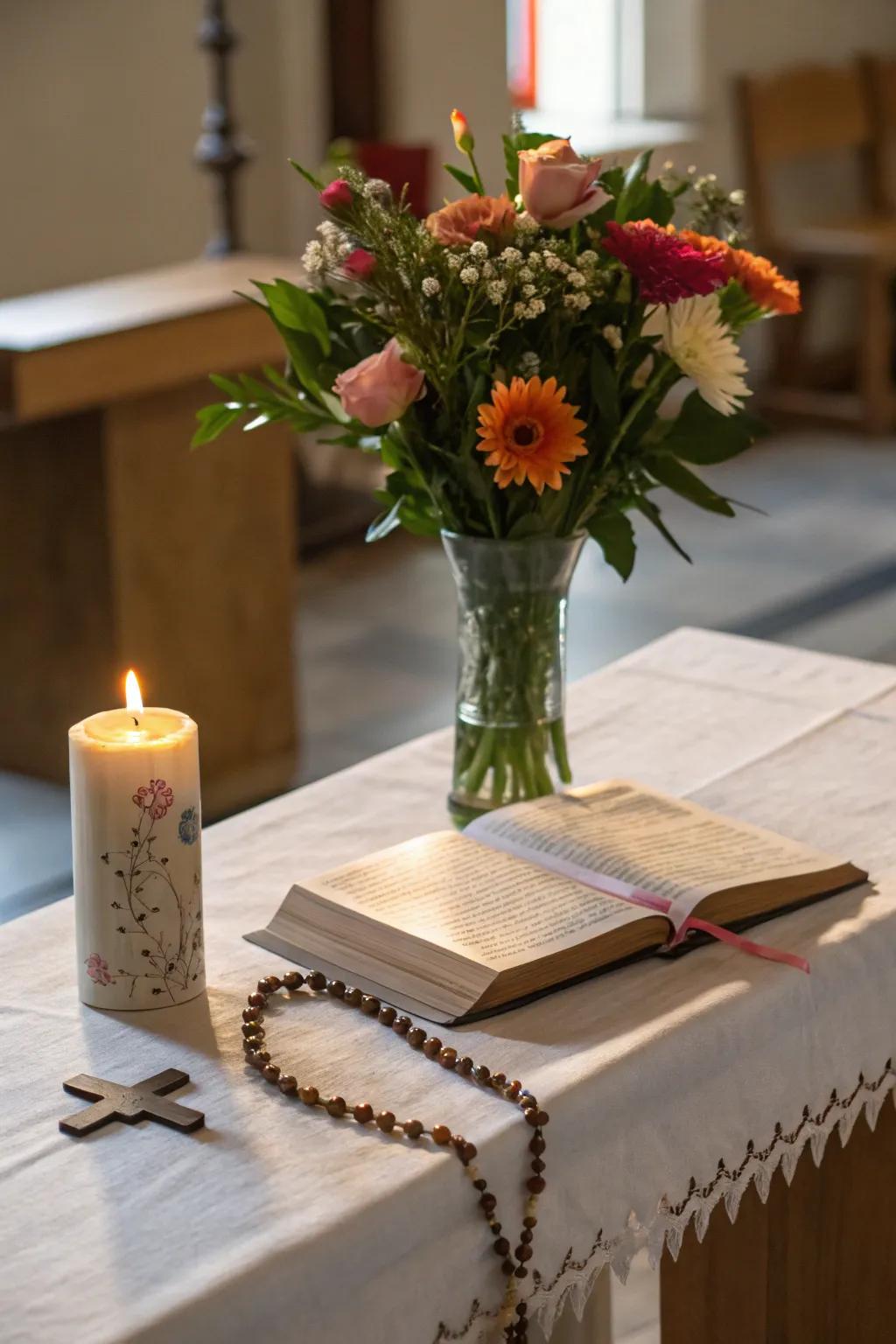 Blossoms introduce natural beauty and symbolism to your prayer nook.