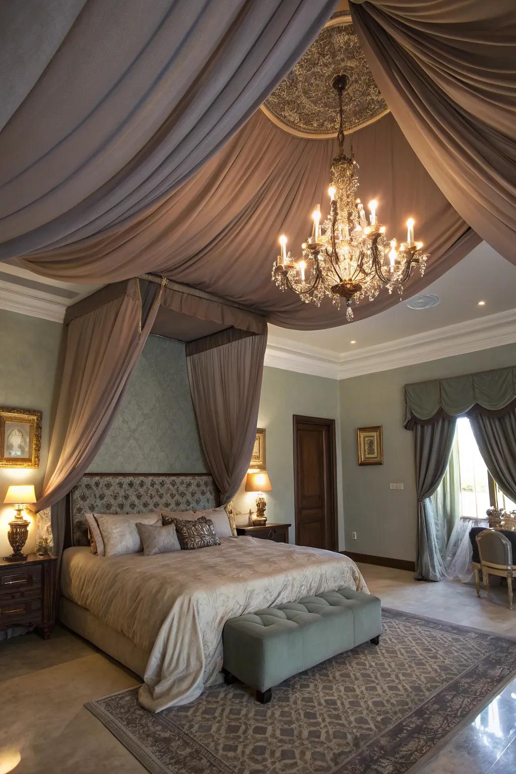 Fabric can create a comfortable and elegant ceiling look.