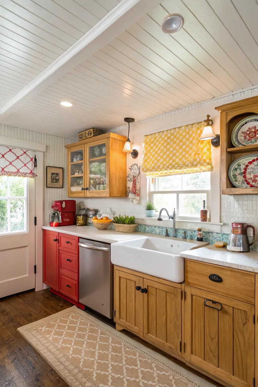 Beadboard ceilings bring countryside charm to any space.