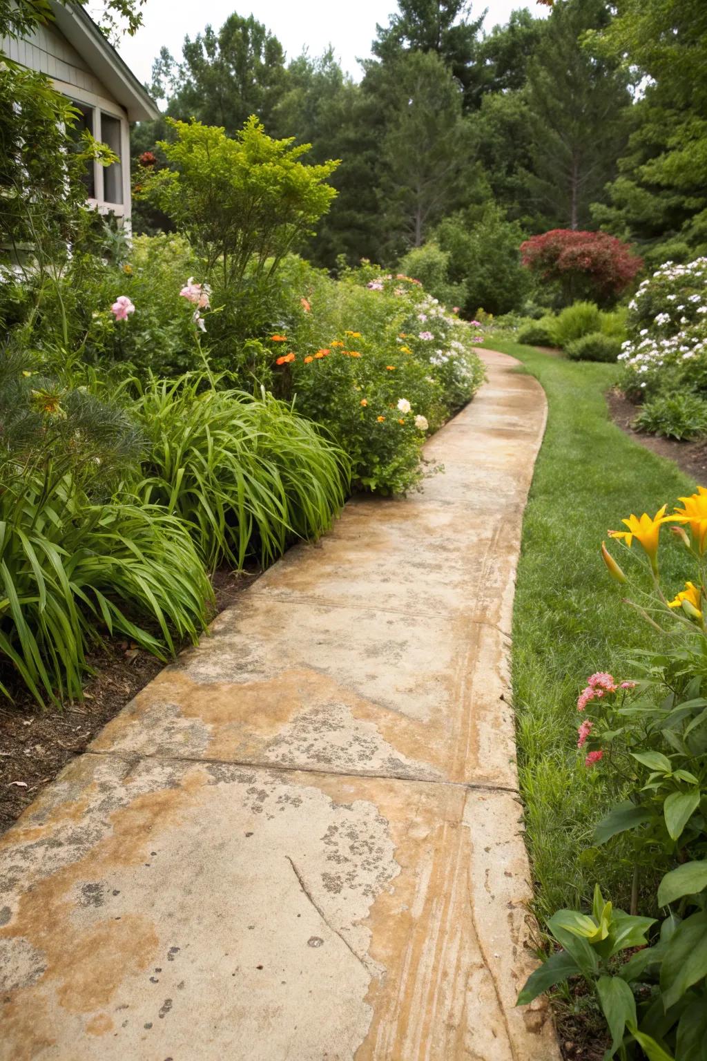 Painted concrete path offering a hint of classic elegance.