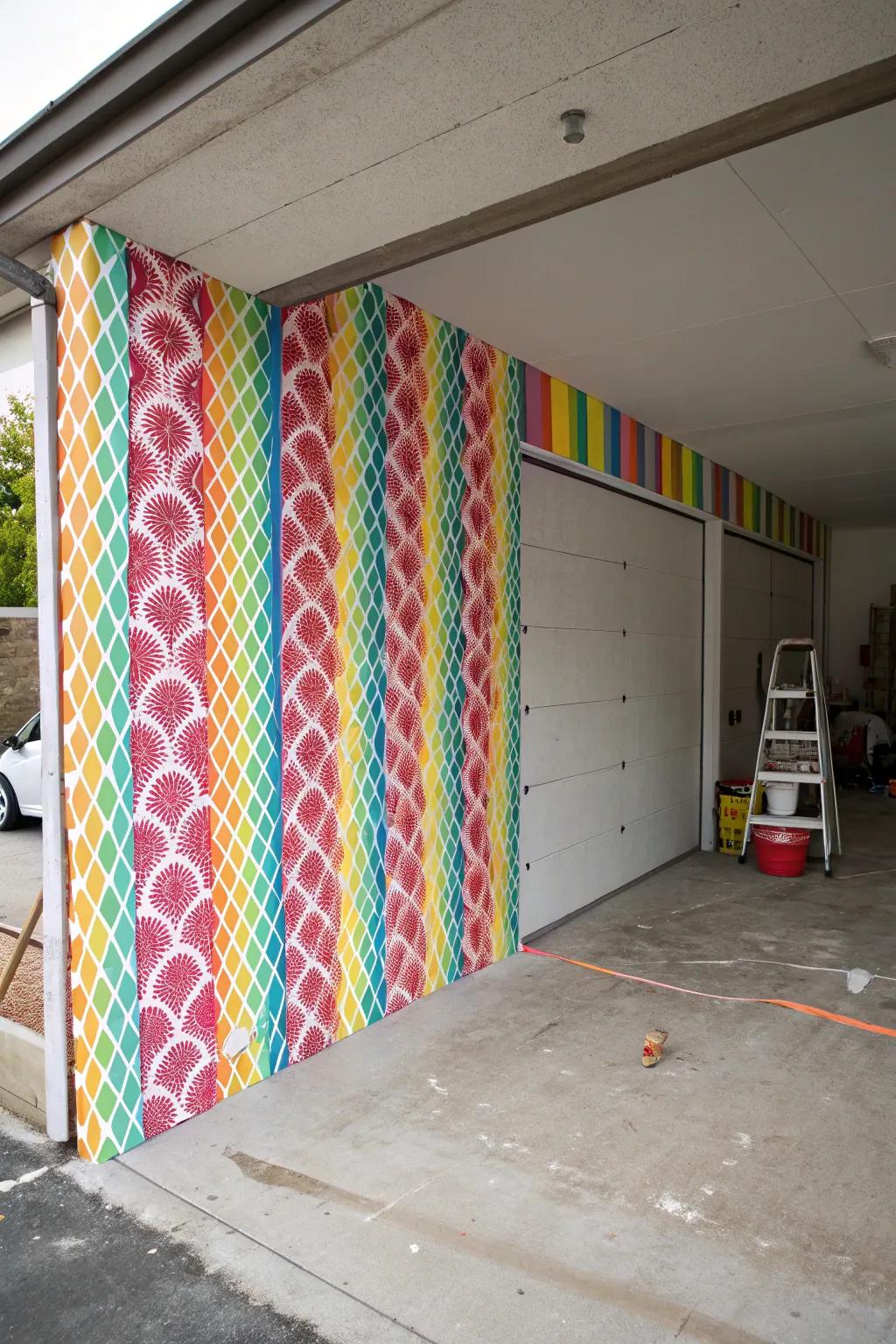 Wall covering adds a burst of color and personality.