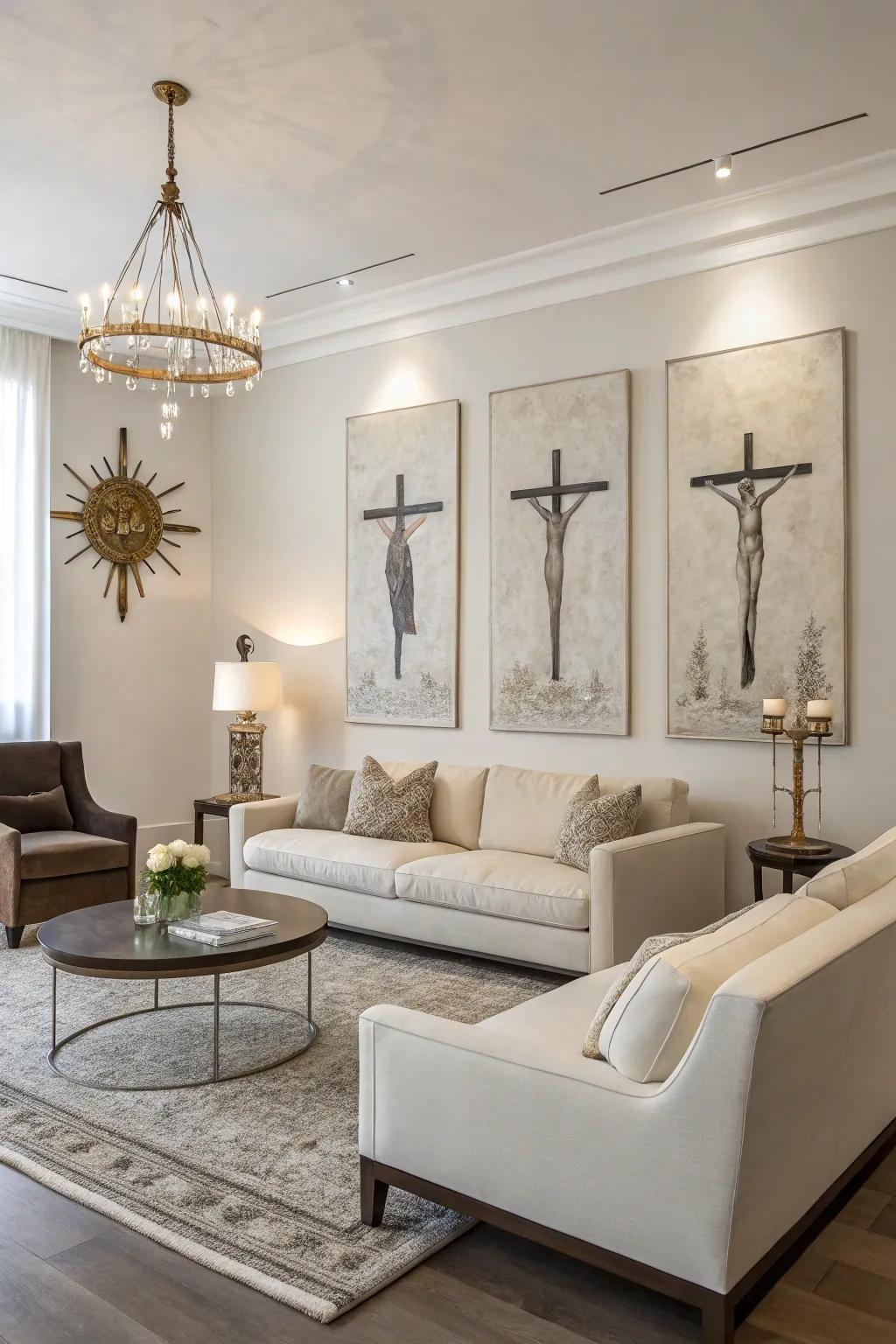 Simple artwork adds a clean, contemporary touch with significant meaning.