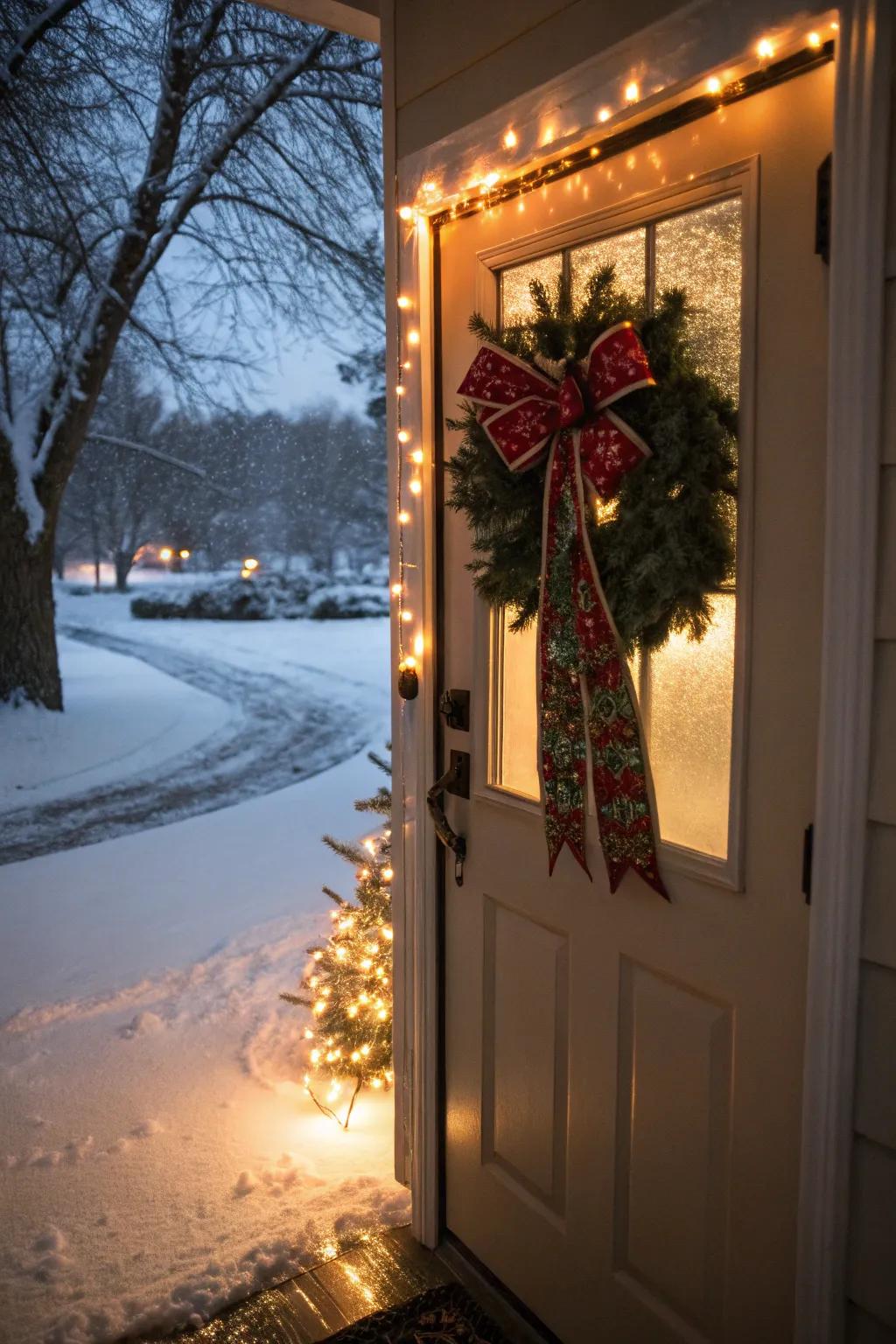 Include shimmer to your entrance using an illuminated bow.