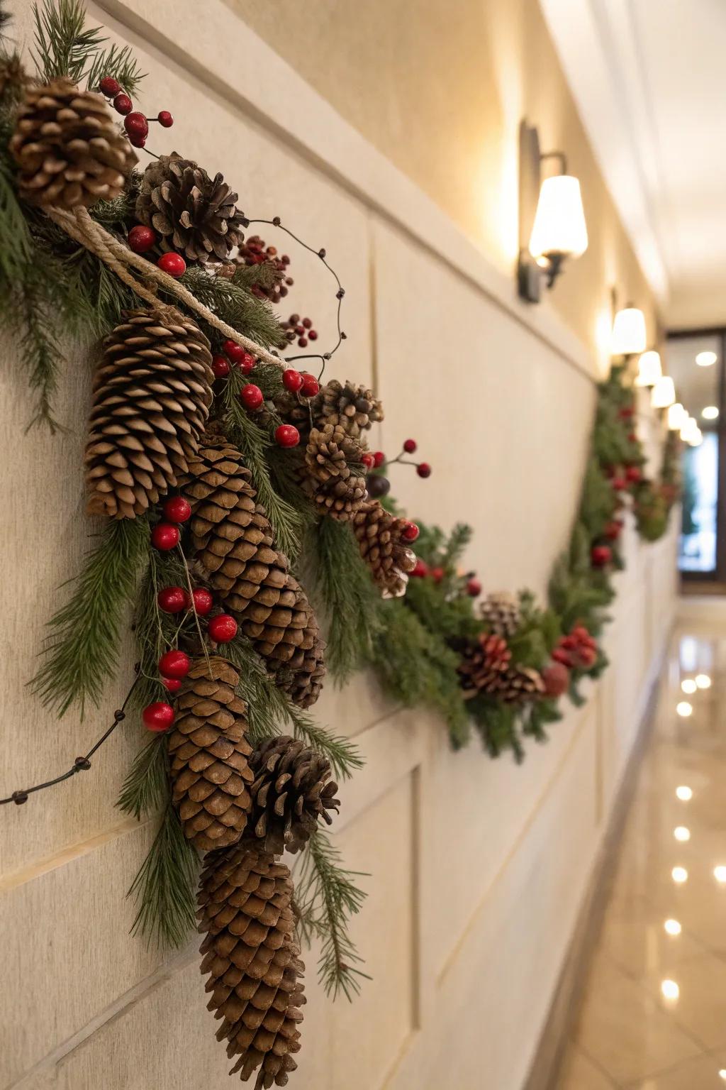An unpolished festoon conveys natural allure to the ornamentation.