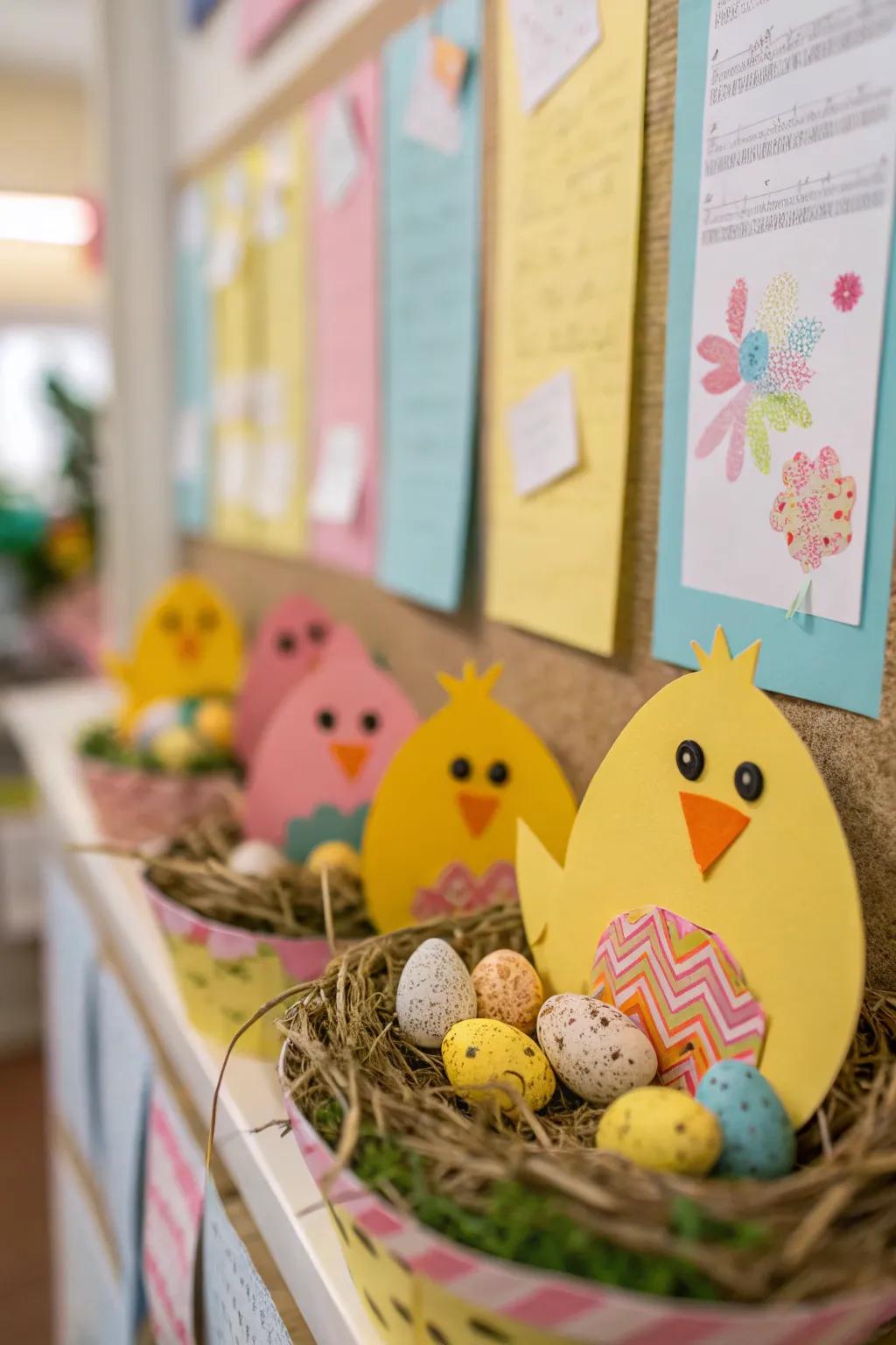 A charming chick-inspired bulletin board perfect for Easter.