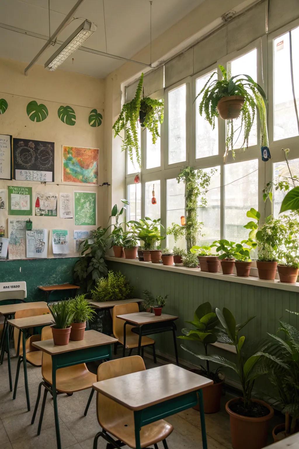 Natural elements bring peace to educational environments.