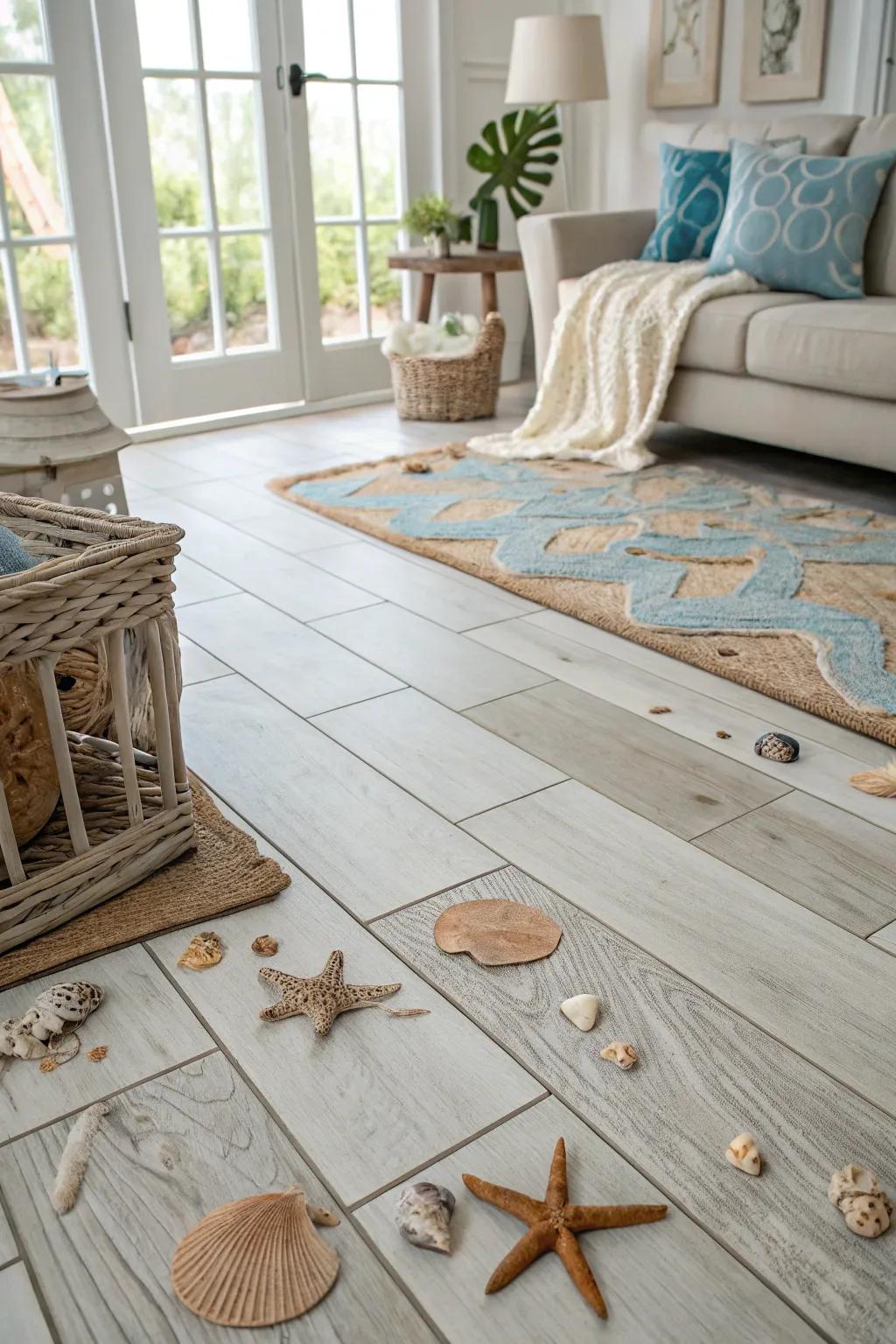 Wood-look tiles channel the warmth of driftwood into your home.