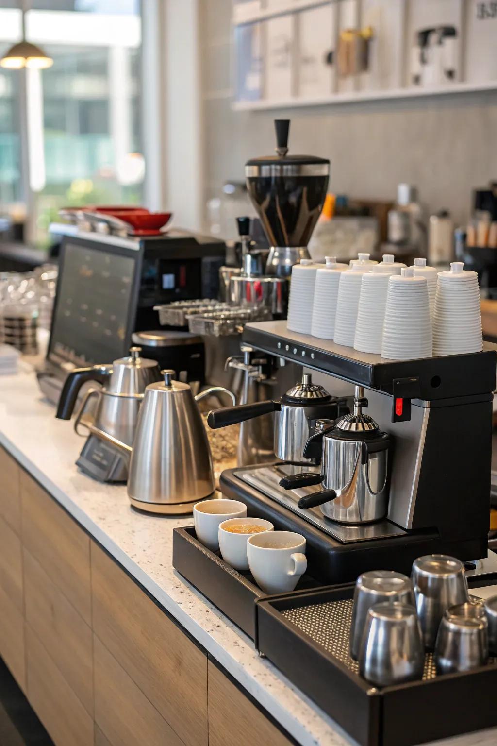 Various equipment choices enhance the versatility of your coffee and tea station.