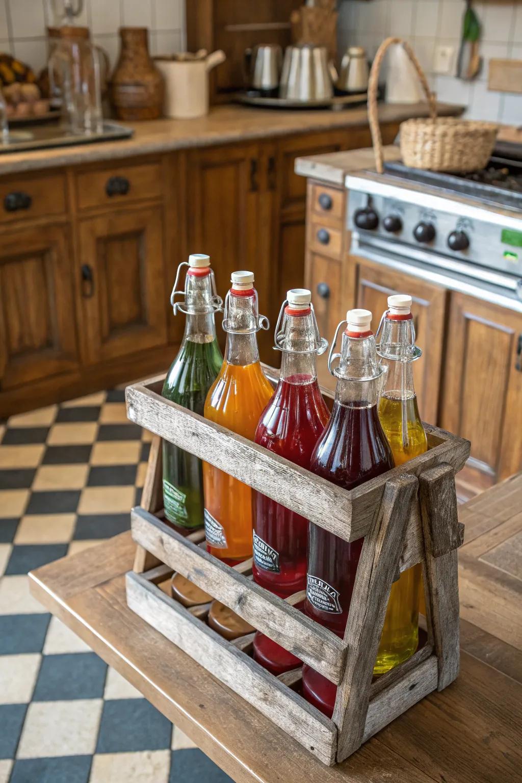 Retro glass bottles offer a charming, nostalgic look.