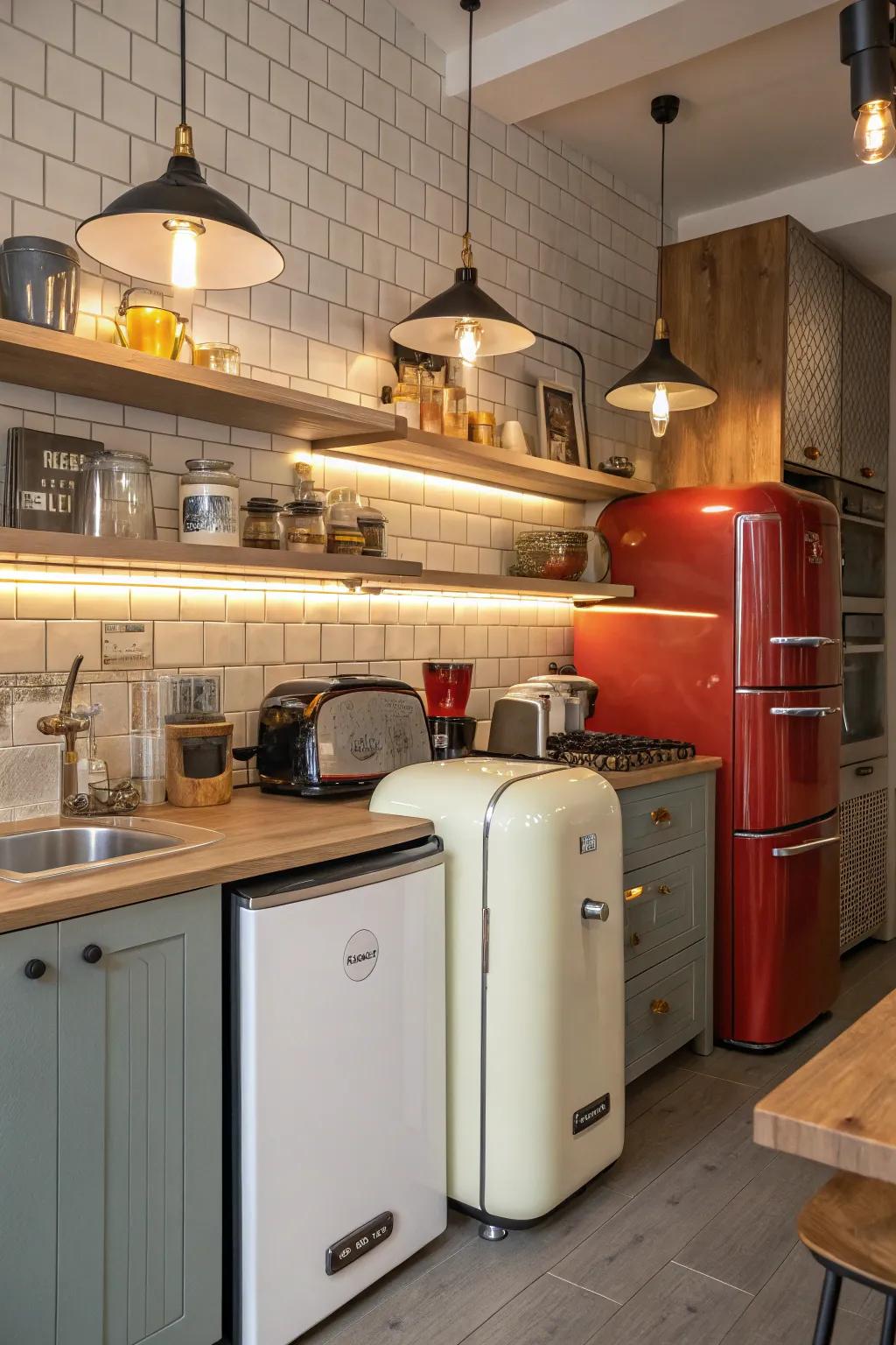An assorted blend of time-honored and contemporary elements establishes a distinctive kitchen style.