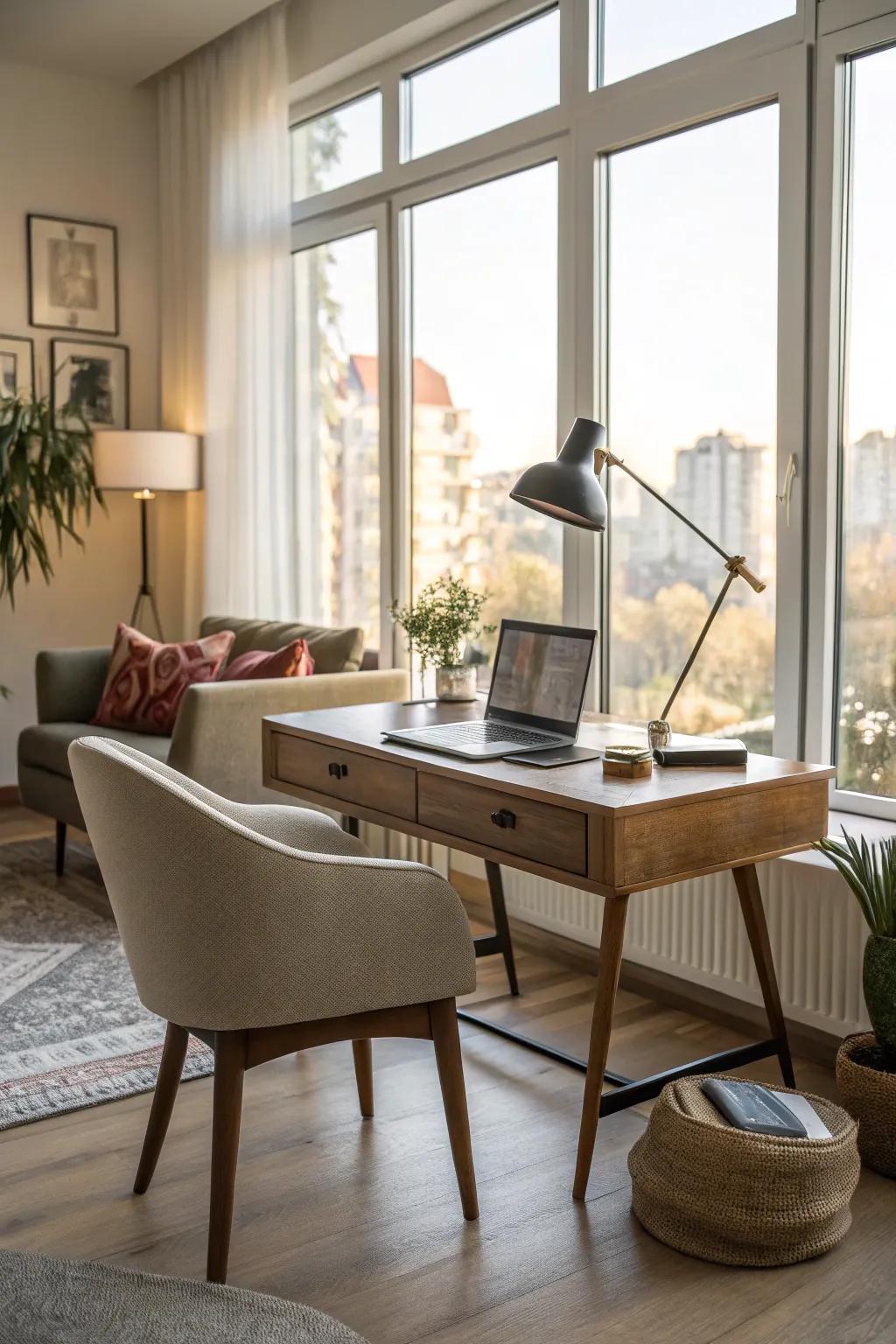 Natural light enhances this cheerful workspace.