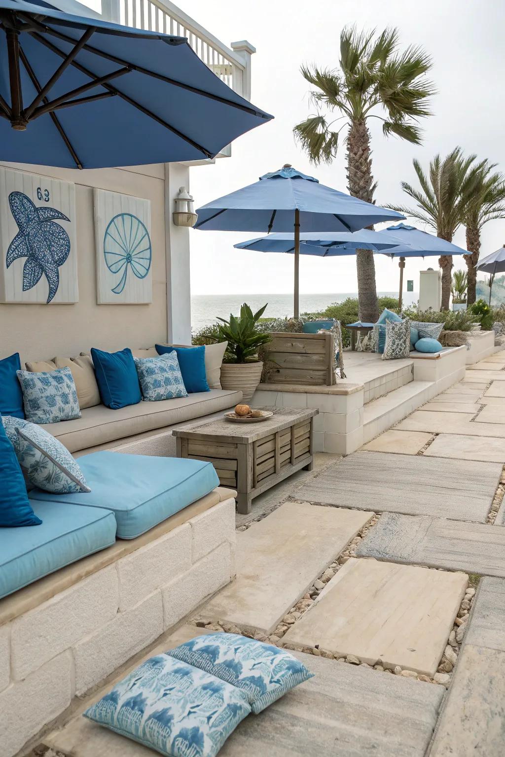 Embrace seaside designs with light-toned pavers.