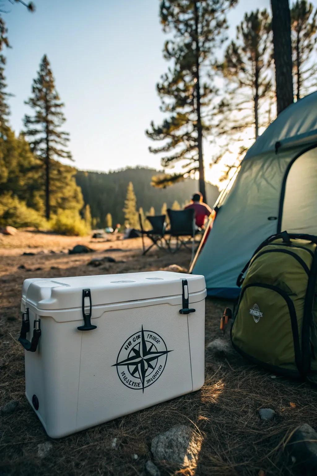 A cooler with a compass logo for those who love adventure.