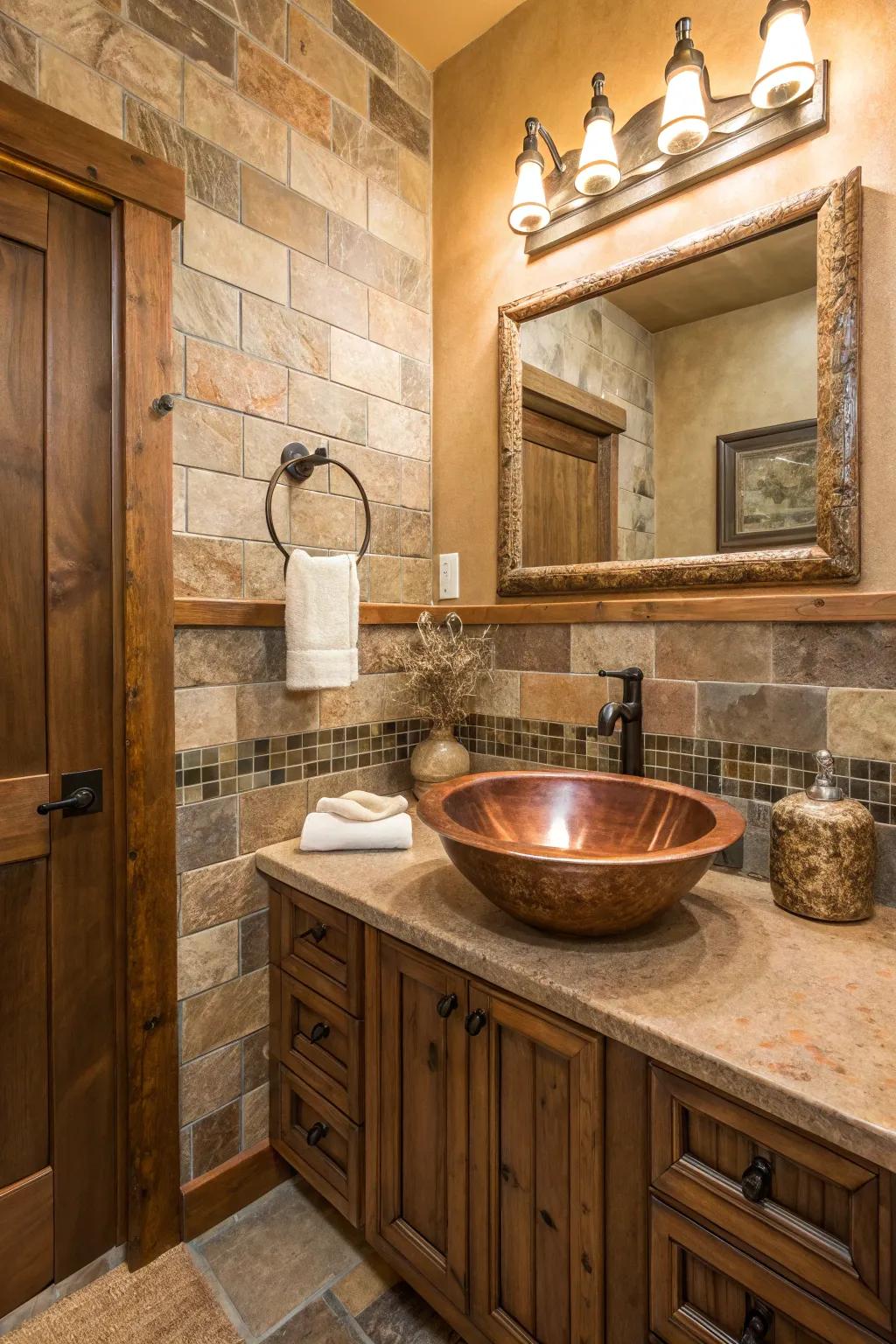 Warm, earthy tones enhance the inviting atmosphere created by this bronze basin.