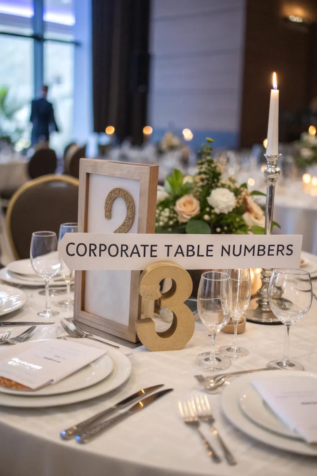Artistic table markers introducing both flair and organization.