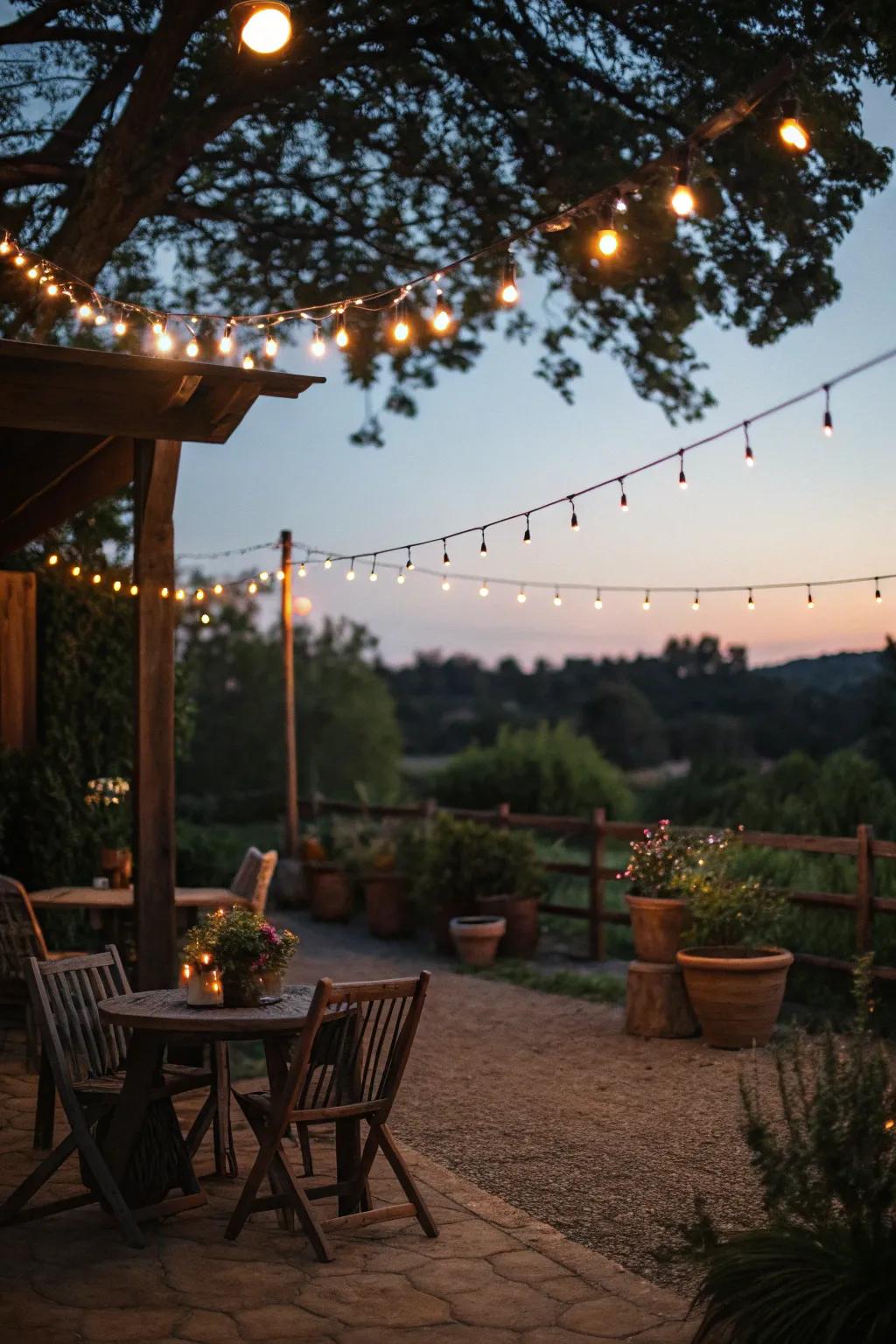 Festoon lights offer a magical shine to nighttime gatherings.