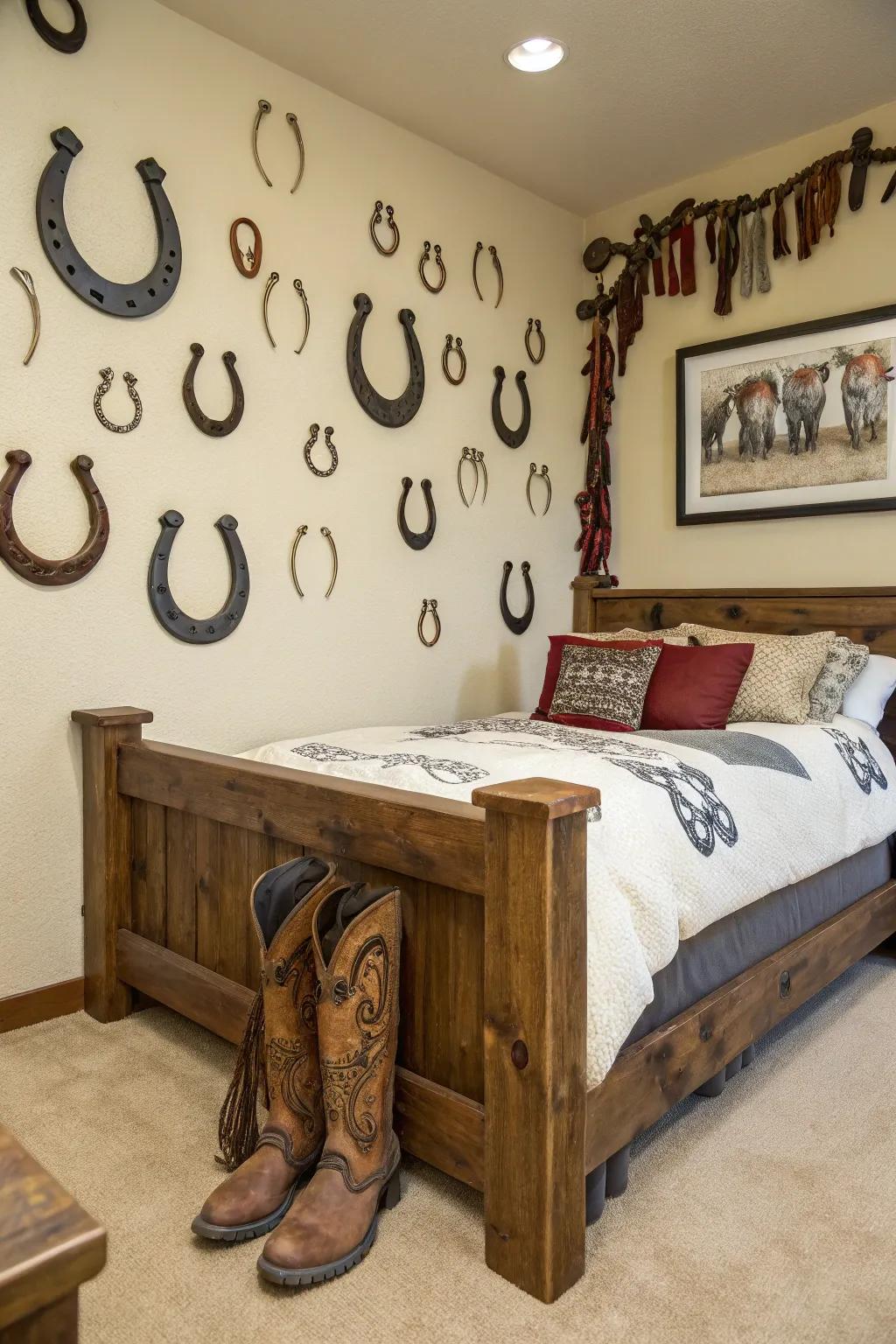 Horseshoes add a playful, lucky charm.