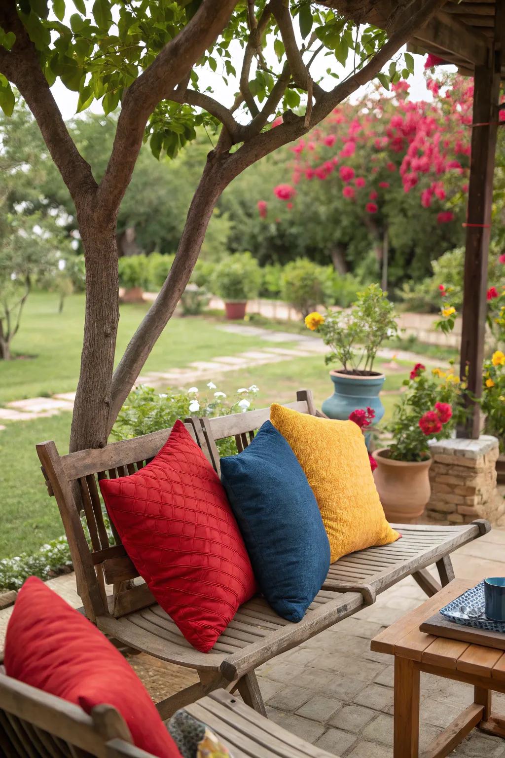 Throw pillows provide a pop of color and comfort.
