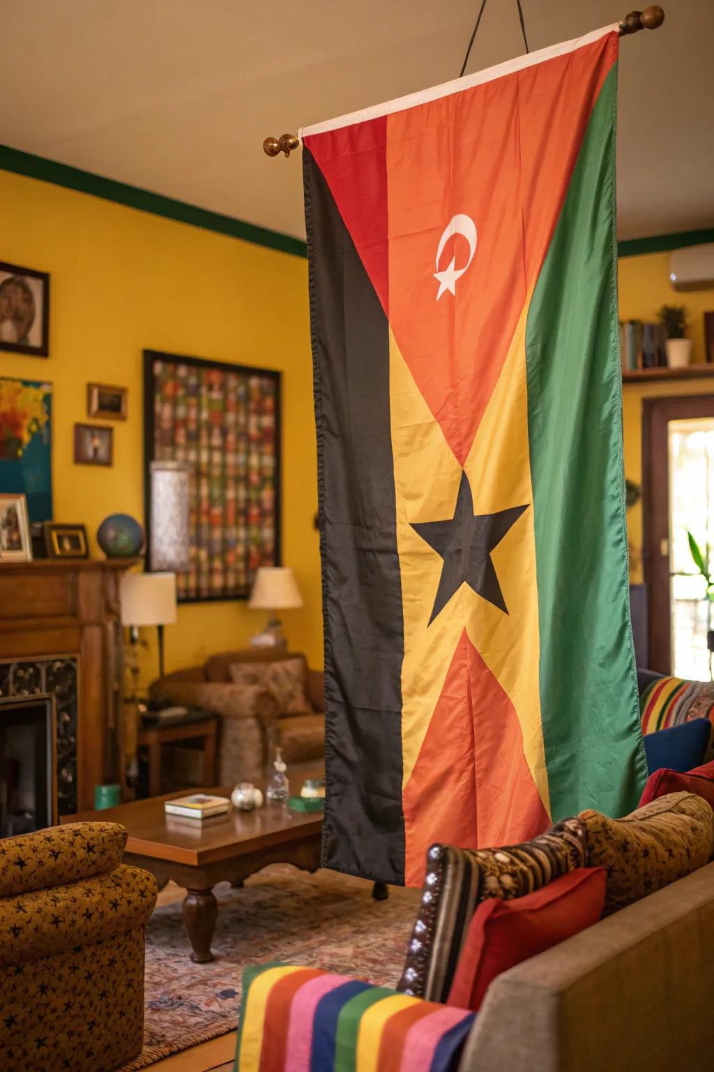 A bold color flag instantly energizes your living space.