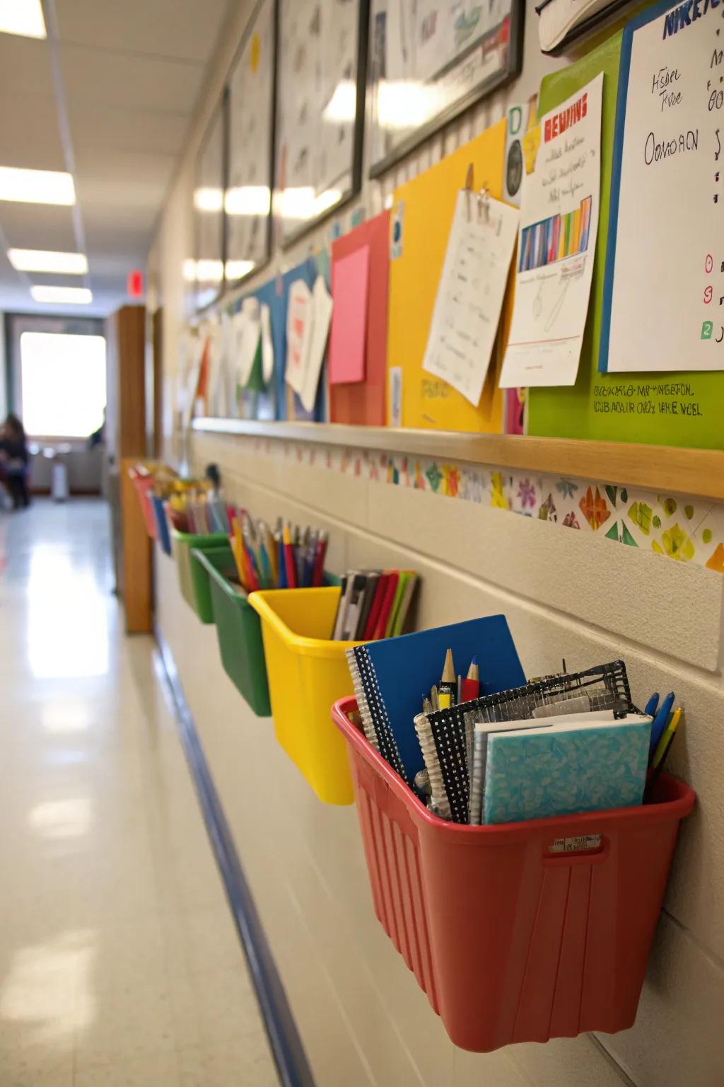 Transform trash bins into budget-friendly cubbies.