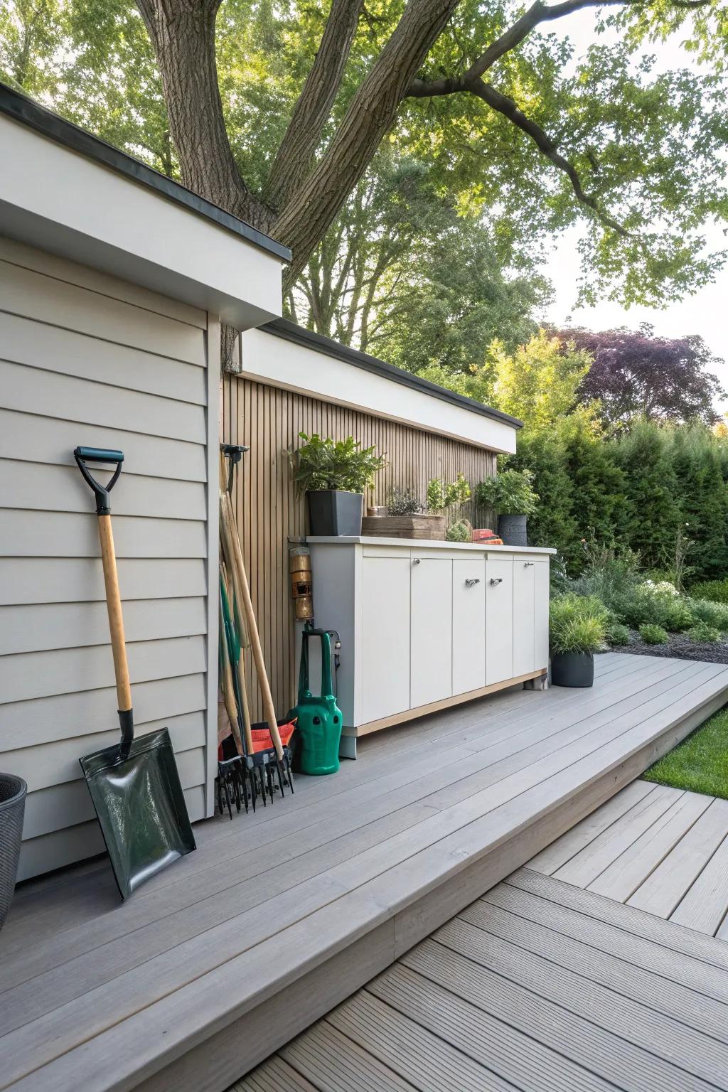 Fascia with hidden storage ensures your deck remains organized and practical.