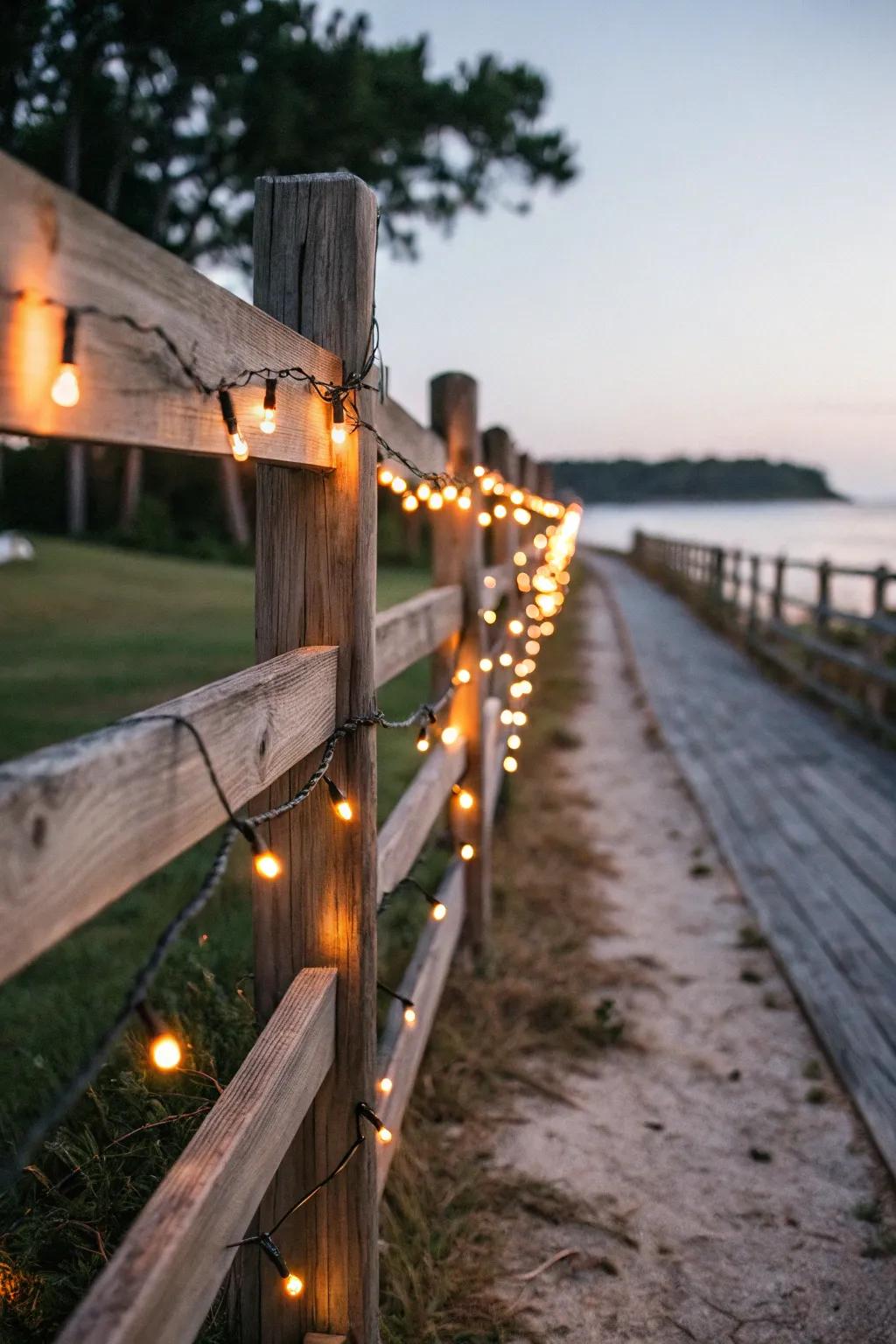 Lighting elements can turn your fence into an enchanting backdrop.