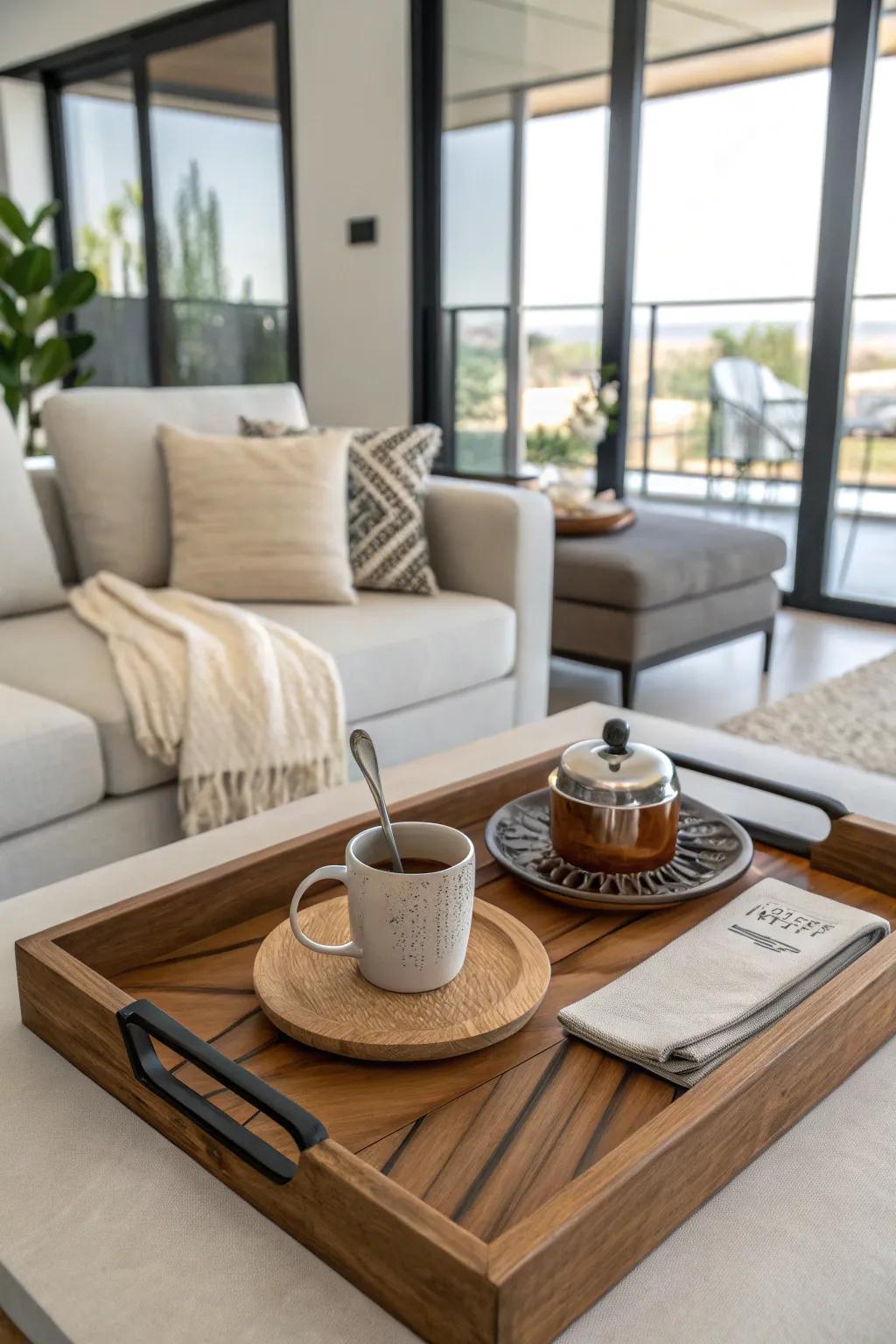 A variety of surfaces adding depth to a decorative display piece.