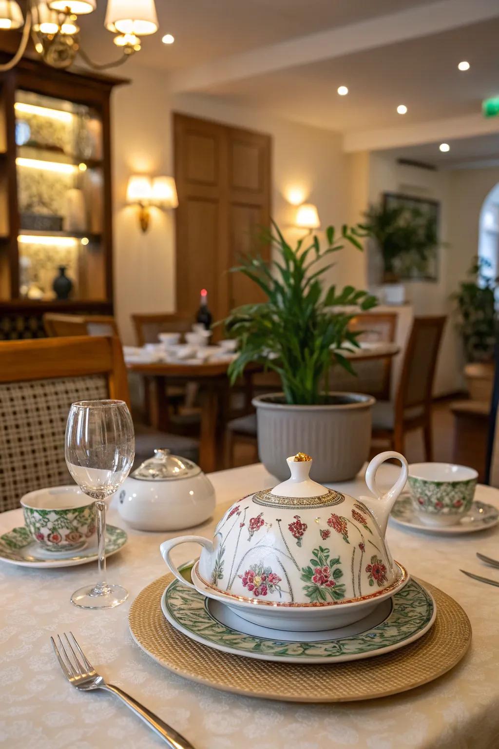 Useful elegance: Commonplace items make for distinctive centerpieces.