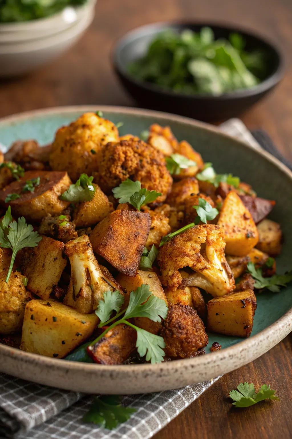 Roasted potato and cauliflower mix, adding a new twist to a beloved classic.