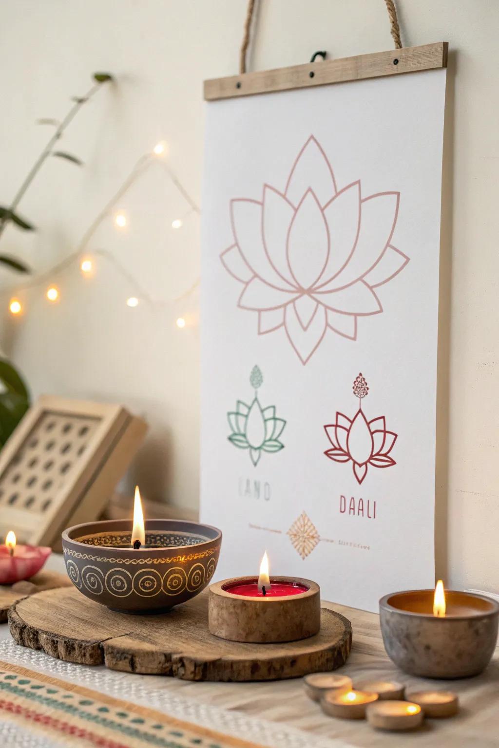 A modern simple Diwali poster with simple elegance.