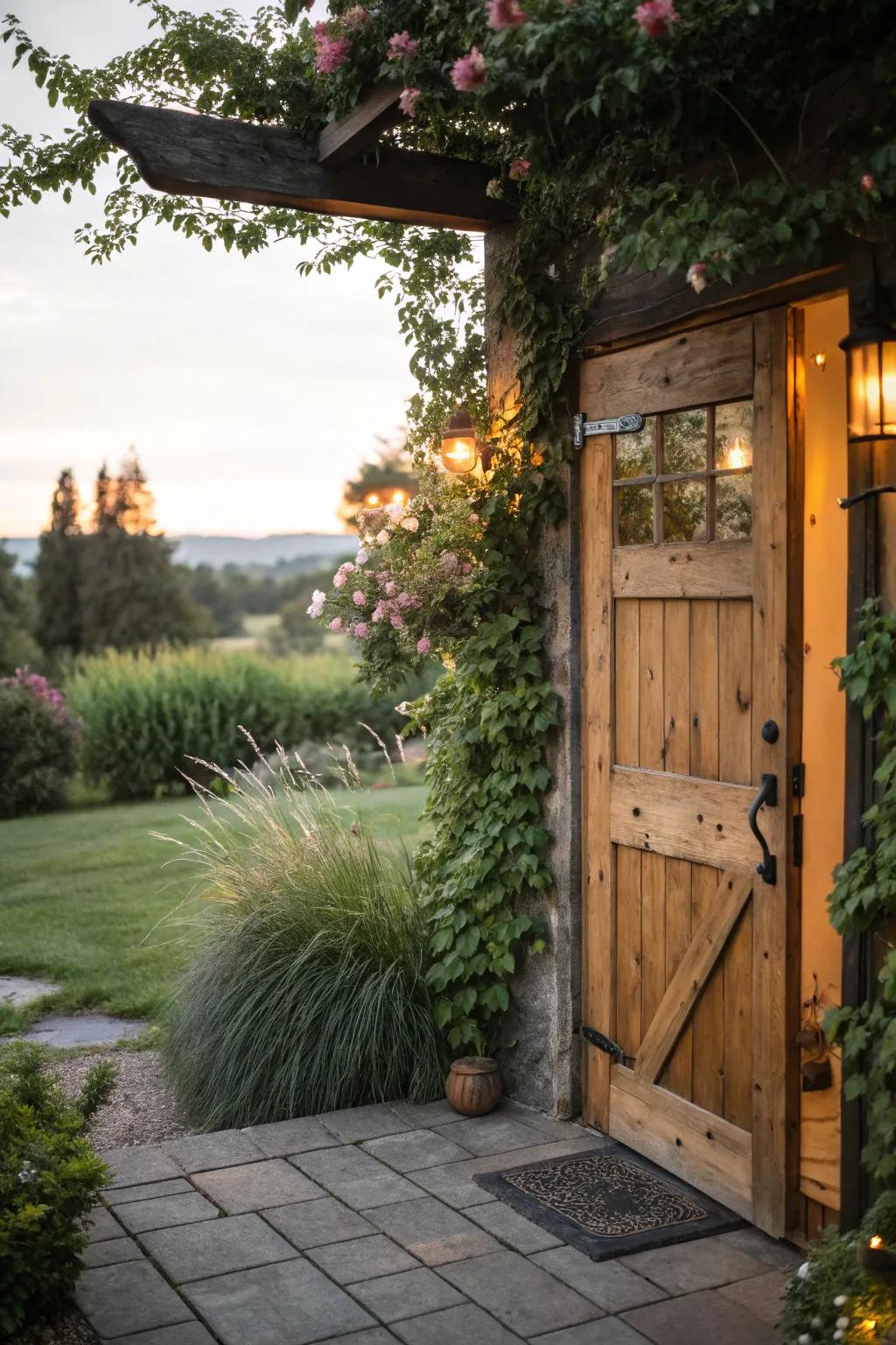 Embrace the inviting nature of country design with a delightful farmhouse door.