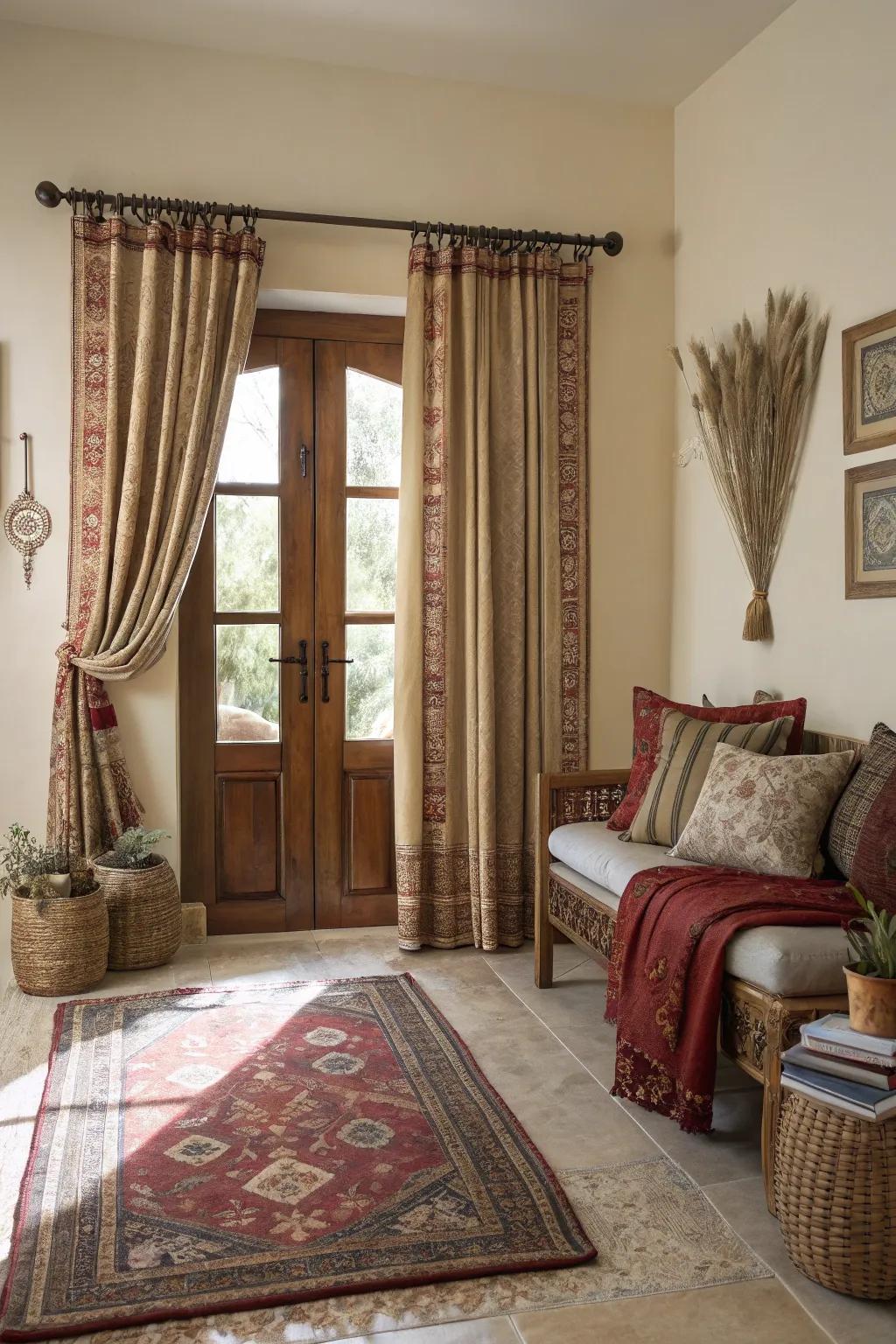Craft a harmonious look by coordinating drapes with d&eacute;cor.