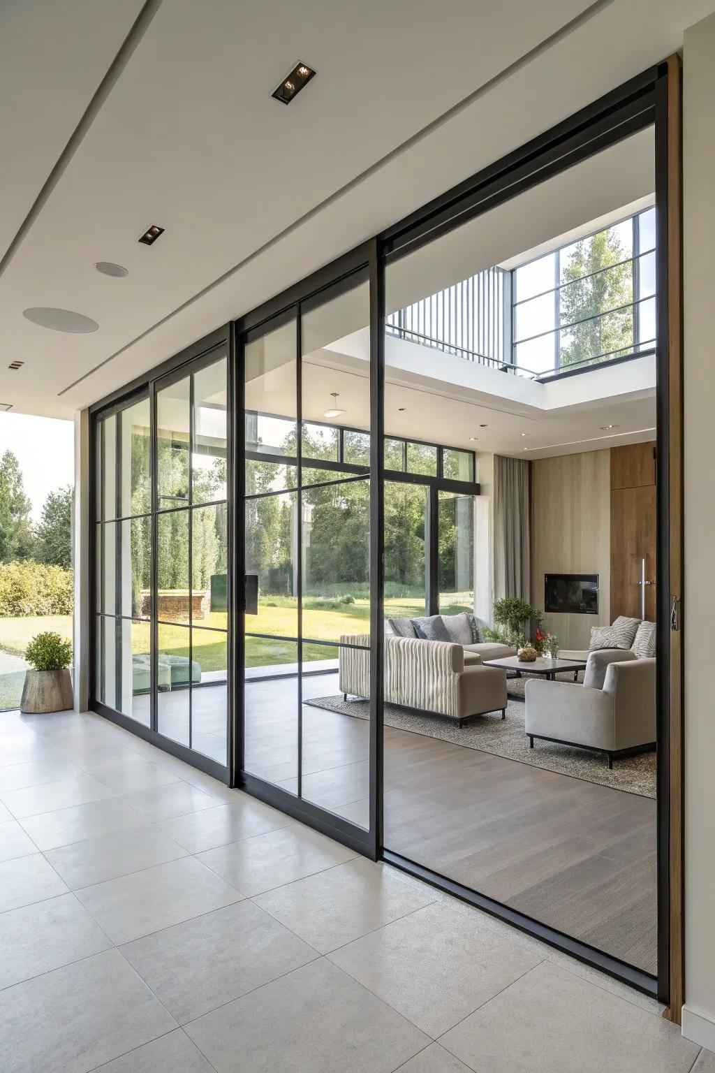 Design impressive entrances using multi-panel sliding doors.