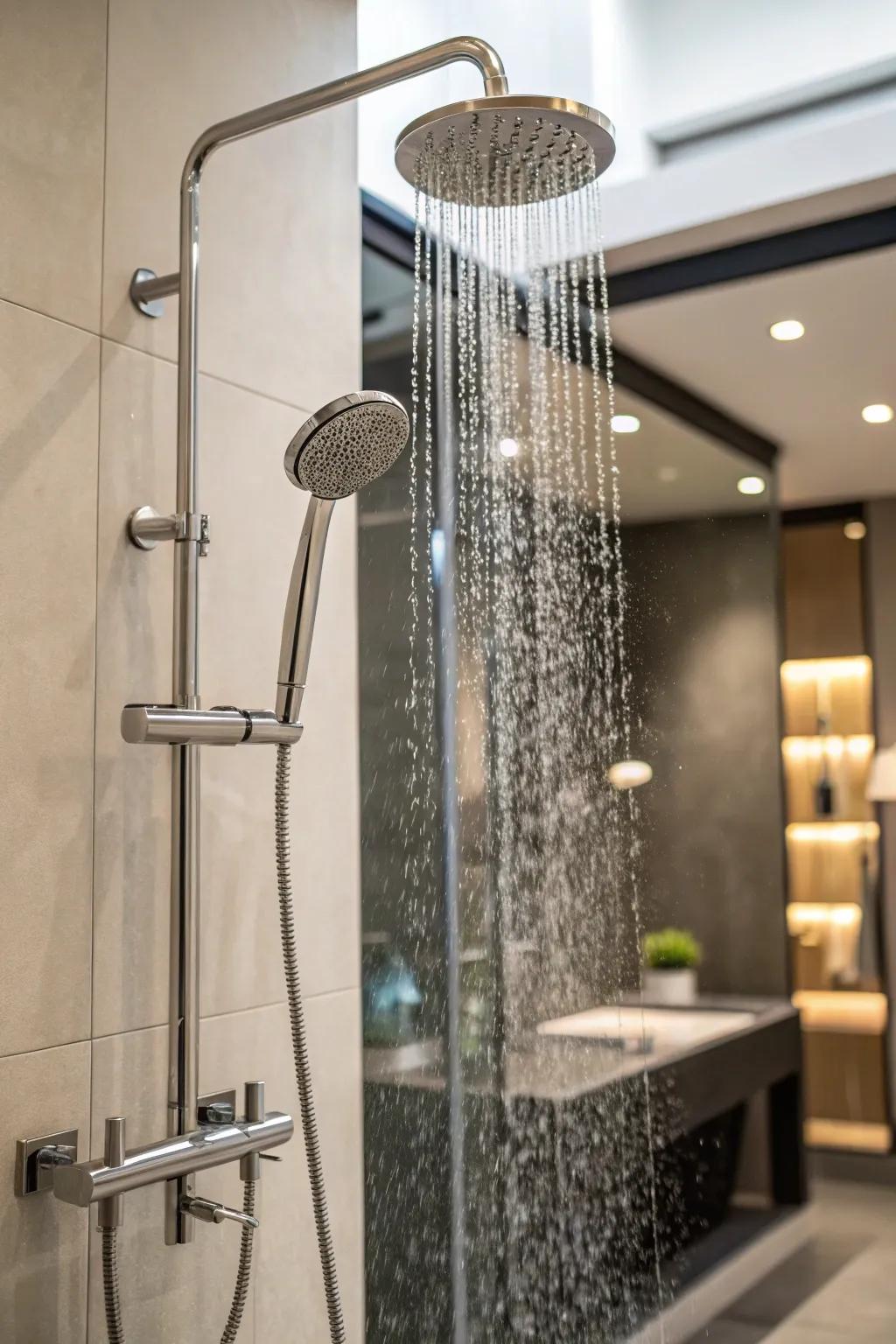 Customize your shower experience with movable shower heads.