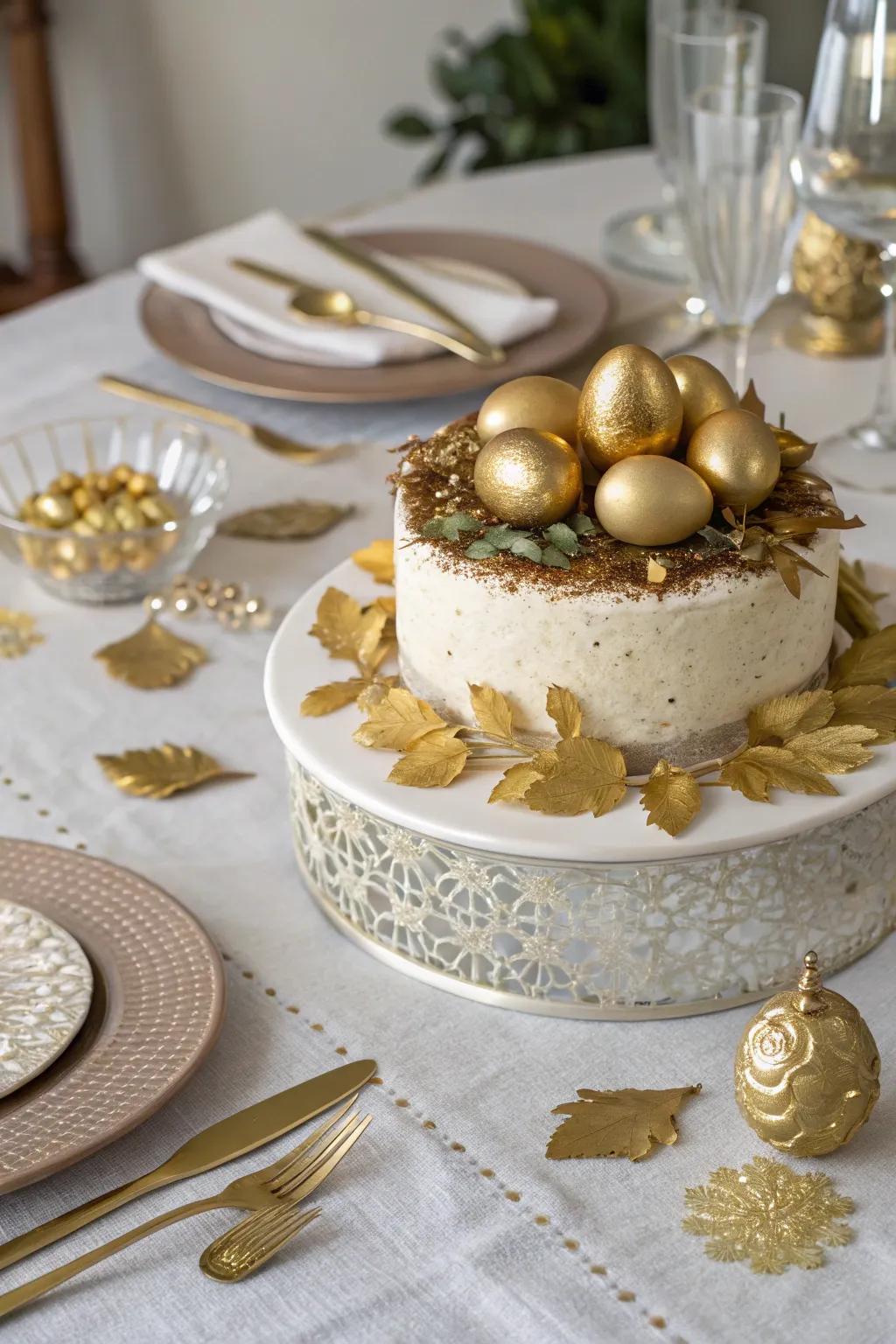 Gilded ova inject a hint of glamour into this Easter cake.