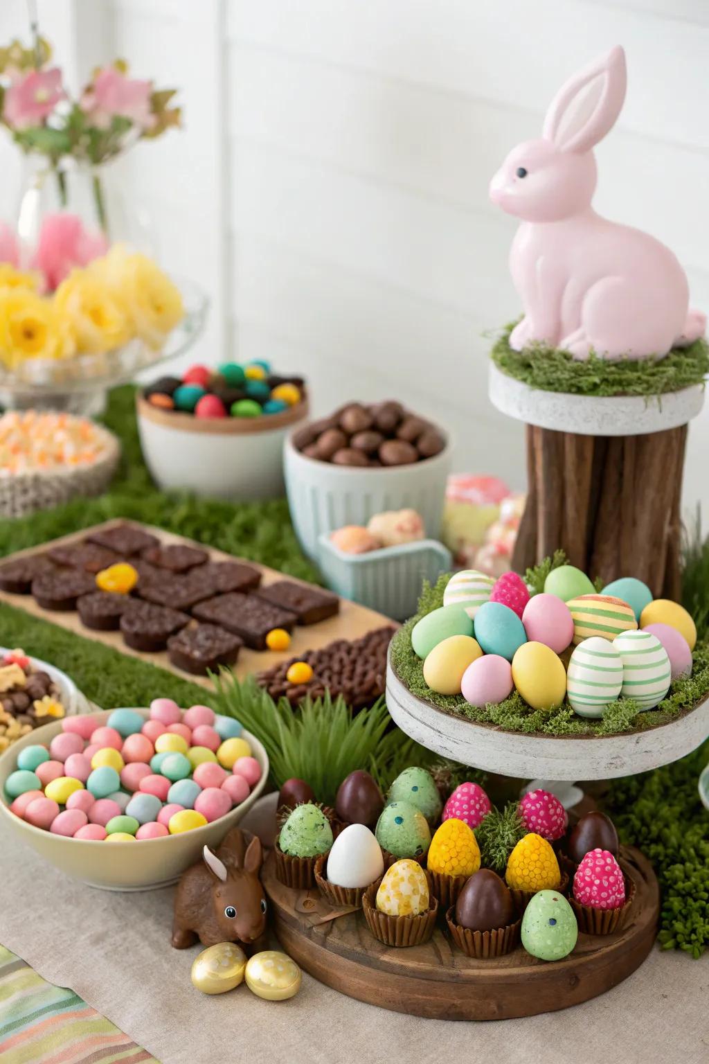 An inviting snack arrangement filled with Easter delights.