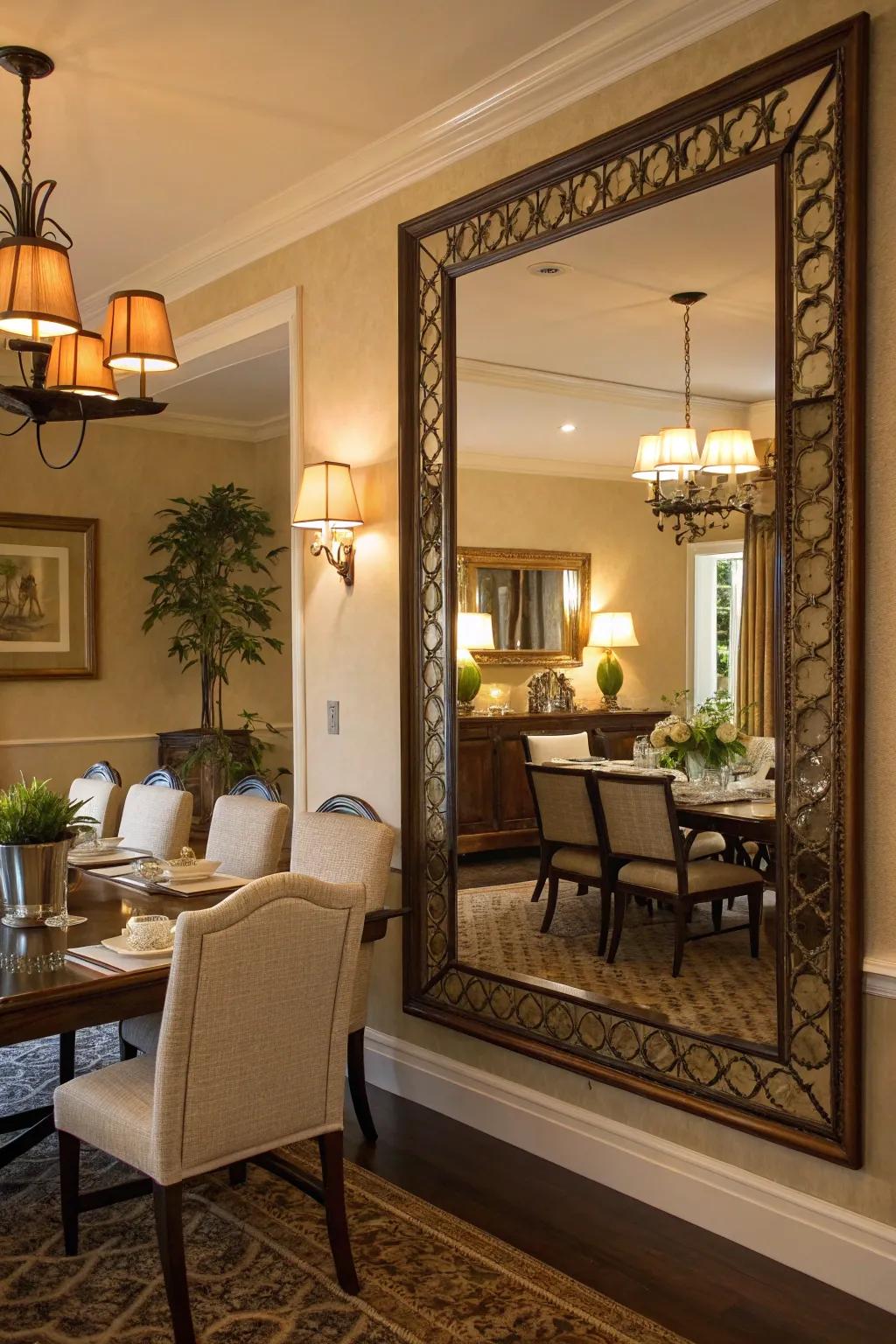 A purposefully placed mirror enhancing brightness and space.