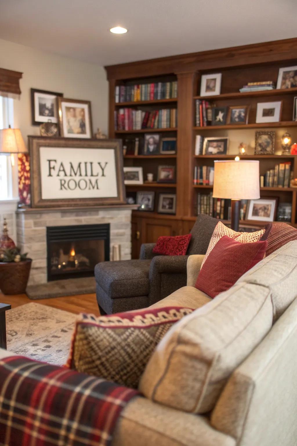 Custom boards with family titles include a unique detail to any room.