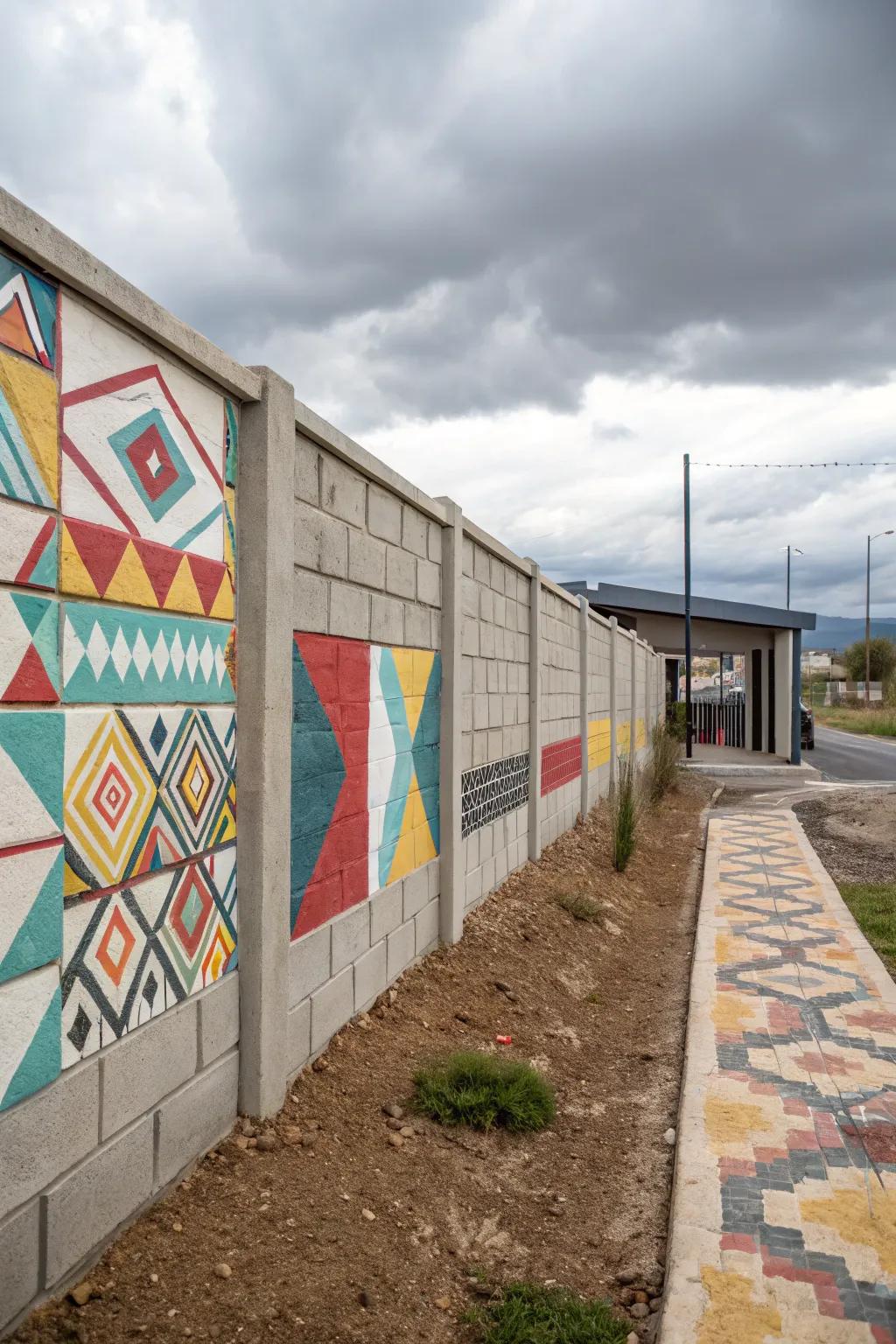 Geometric designs introduce a contemporary edge to traditional walls.