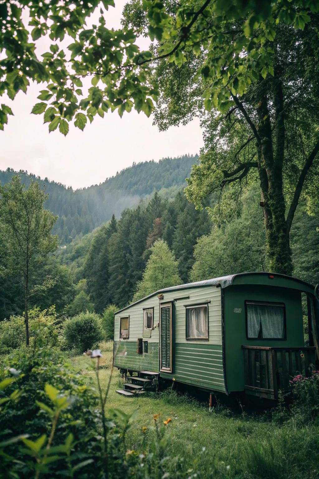 Woodland green creates a serene, natural sanctuary.