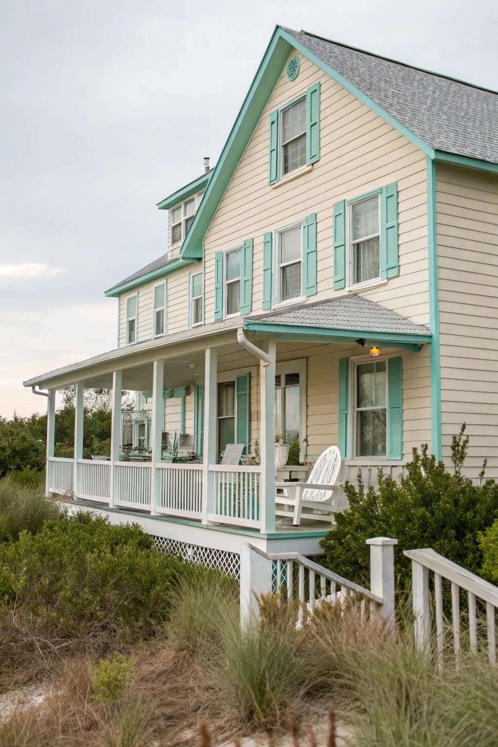 Light tone edges impart a calming seaside feel to your exterior.
