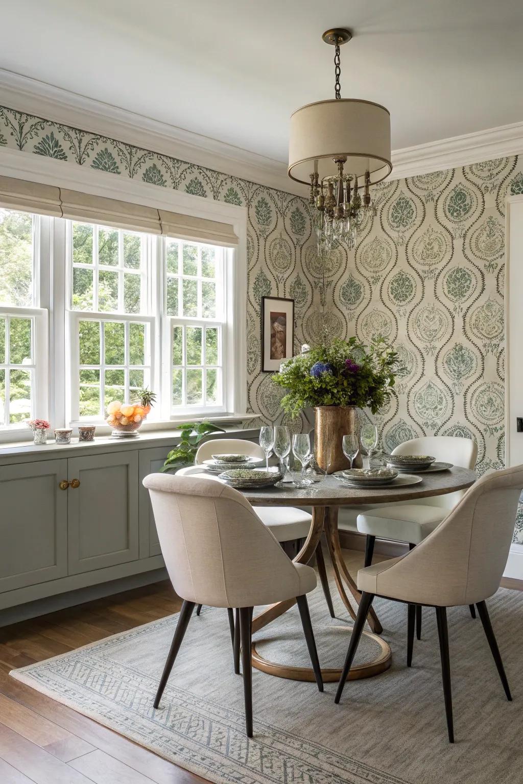 Feature walls with fabric wallpaper can significantly transform any space.