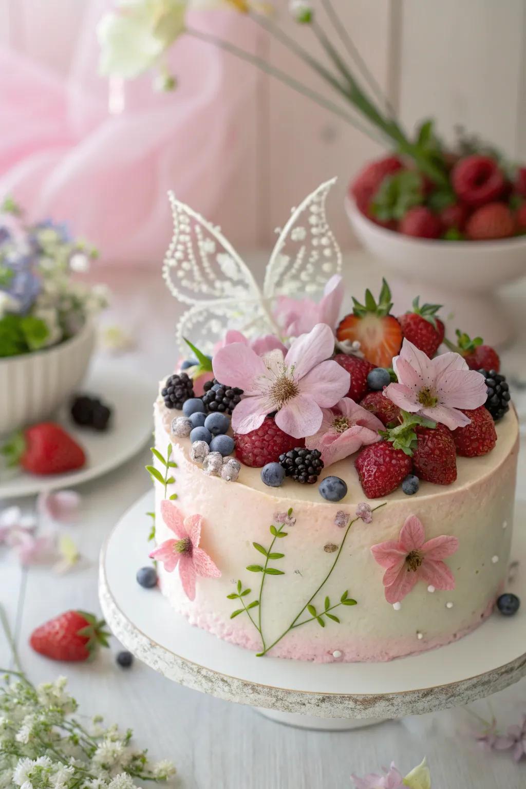 A fairy-themed cake that's both charming and delicious.