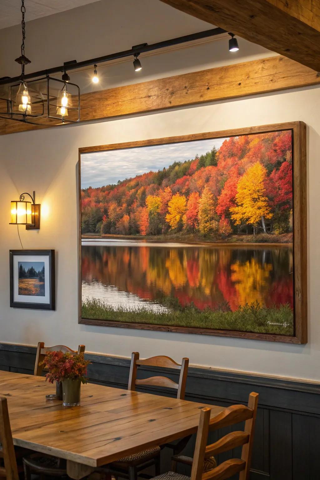 Lakes reflecting fall colors evoke a feeling of serenity.