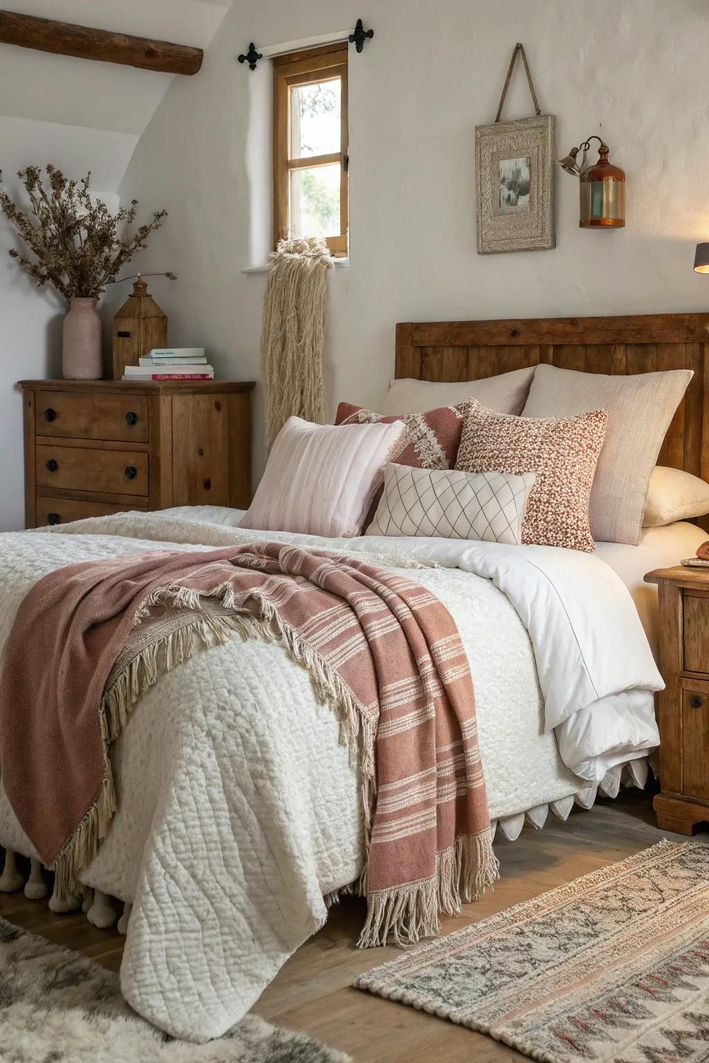 Snug bedding encourages relaxation and adds personal flair.