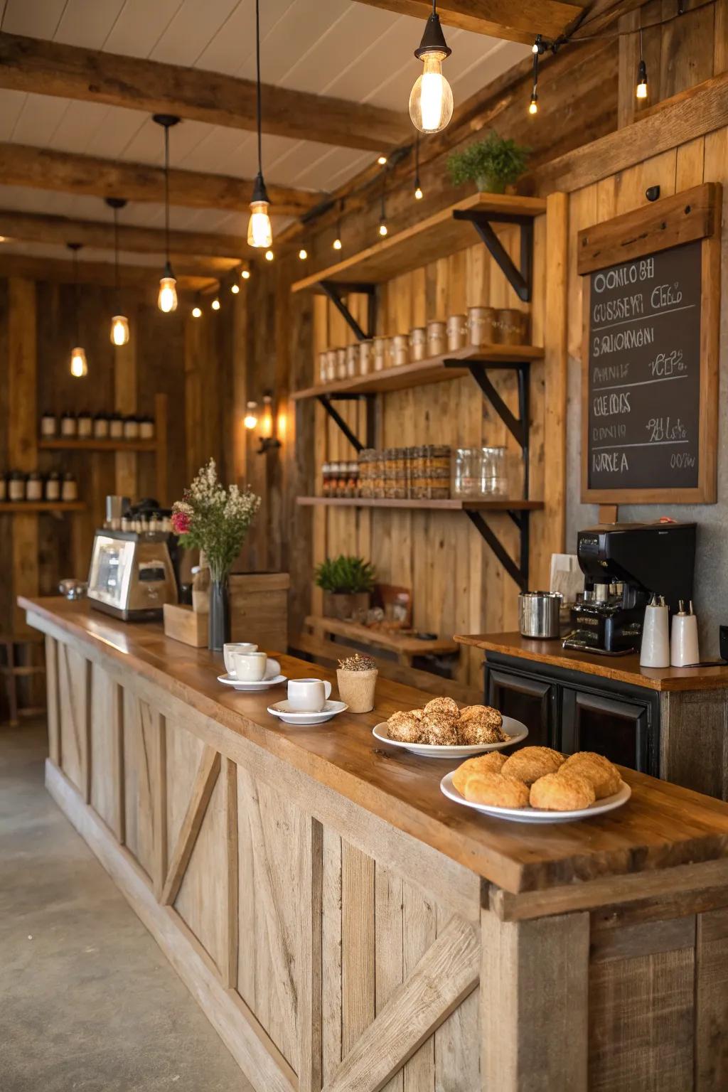 Warmth with distressed wood accents.