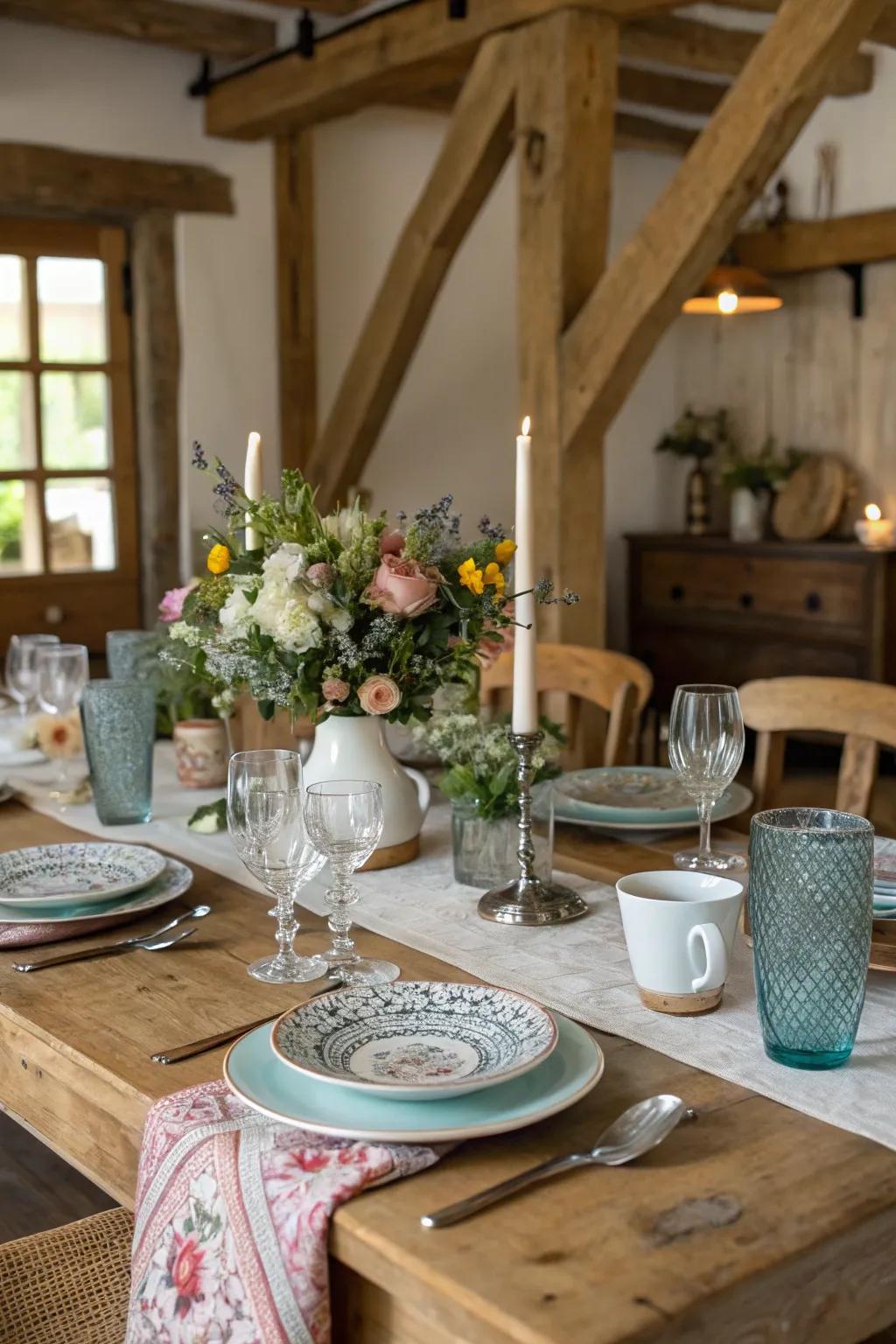 Blending styles enriches your table aesthetic.