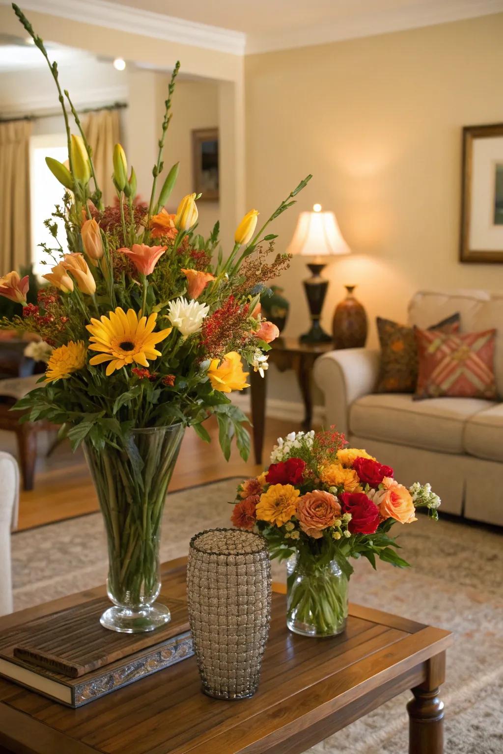 Keep your space fresh with seasonal blossom compositions.